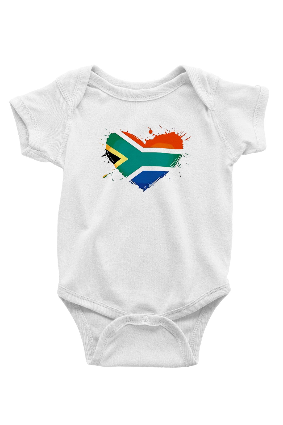 Güney Afrika Cumhuriyeti Baskılı Beyaz Unisex Bebek Body - Zıbın
