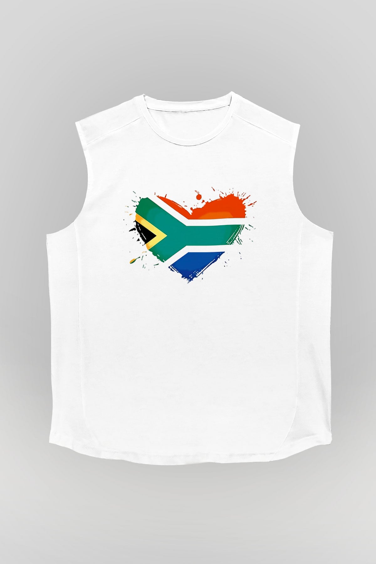 Güney Afrika Cumhuriyeti Beyaz Unisex Kolsuz Tişört