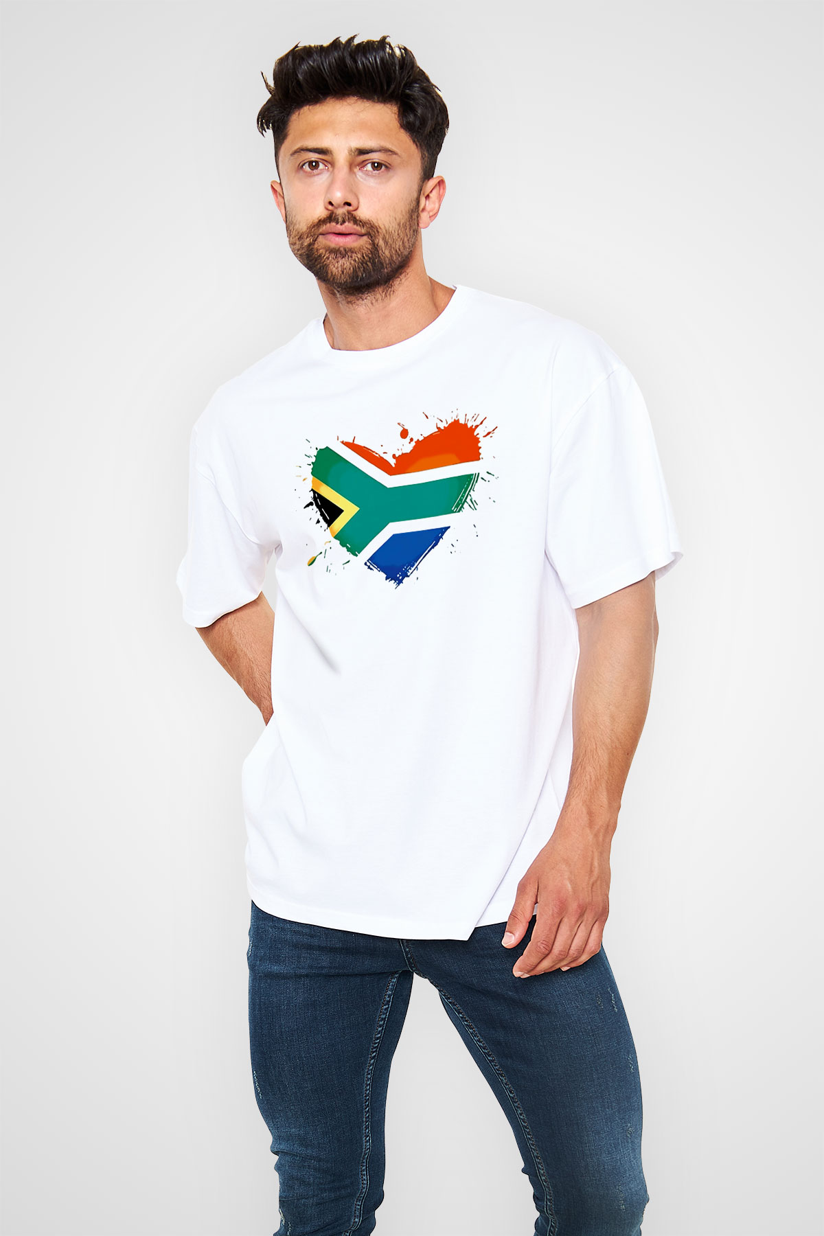 Güney Afrika Cumhuriyeti Beyaz Unisex Oversize Tişört T-Shirt