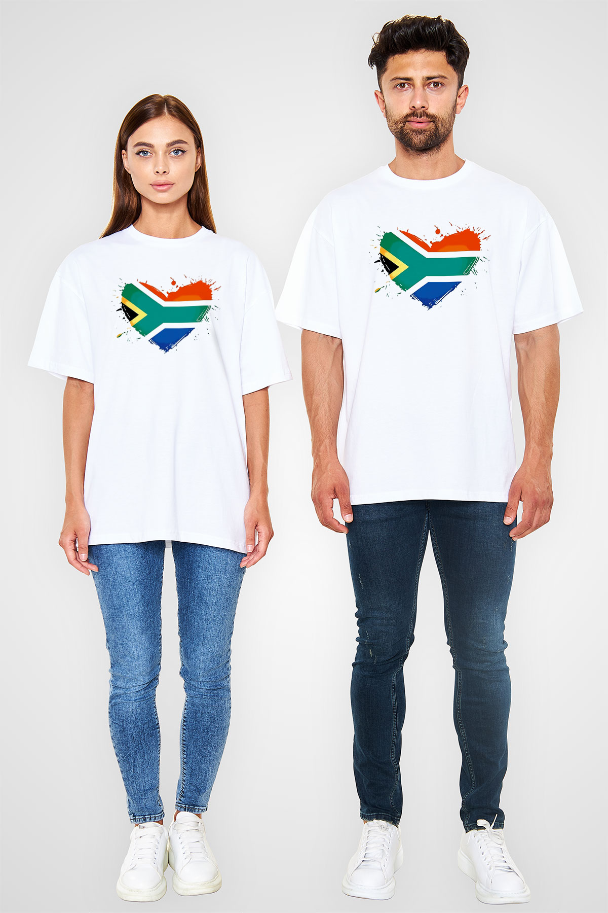 Güney Afrika Cumhuriyeti Beyaz Unisex Oversize Tişört T-Shirt