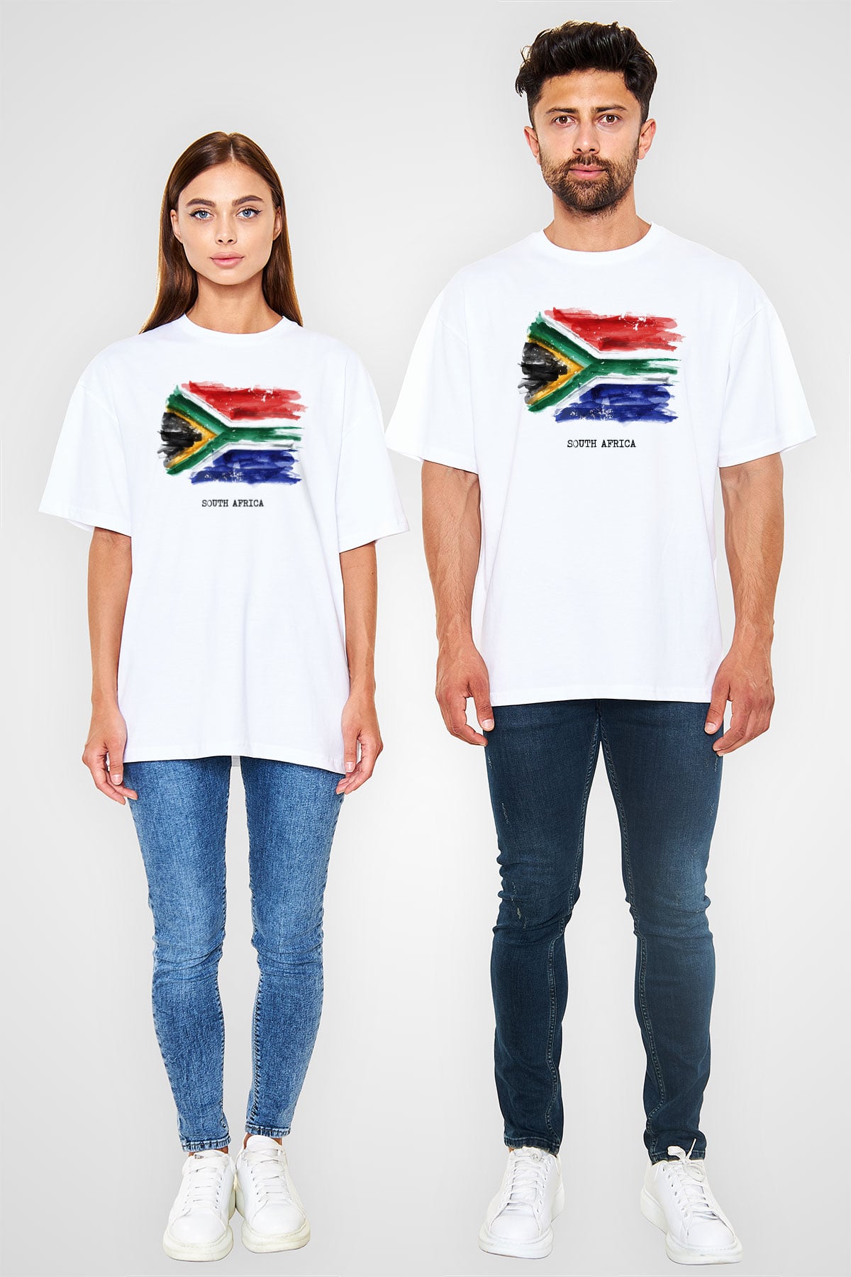Güney Afrika Cumhuriyeti Beyaz Unisex Oversize Tişört T-Shirt