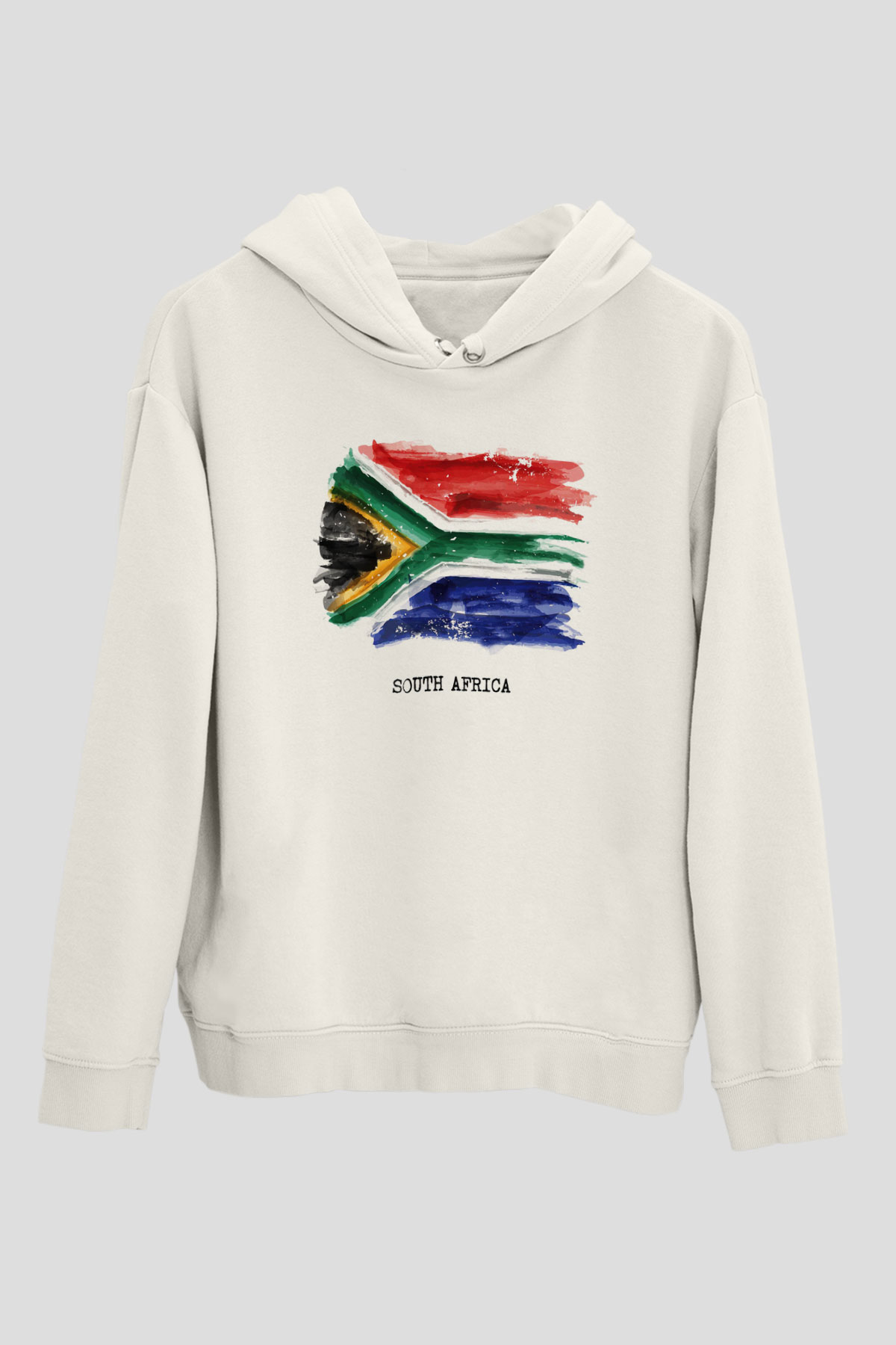Güney Afrika Cumhuriyeti Beyaz Unisex Kapşonlu Sweatshirt