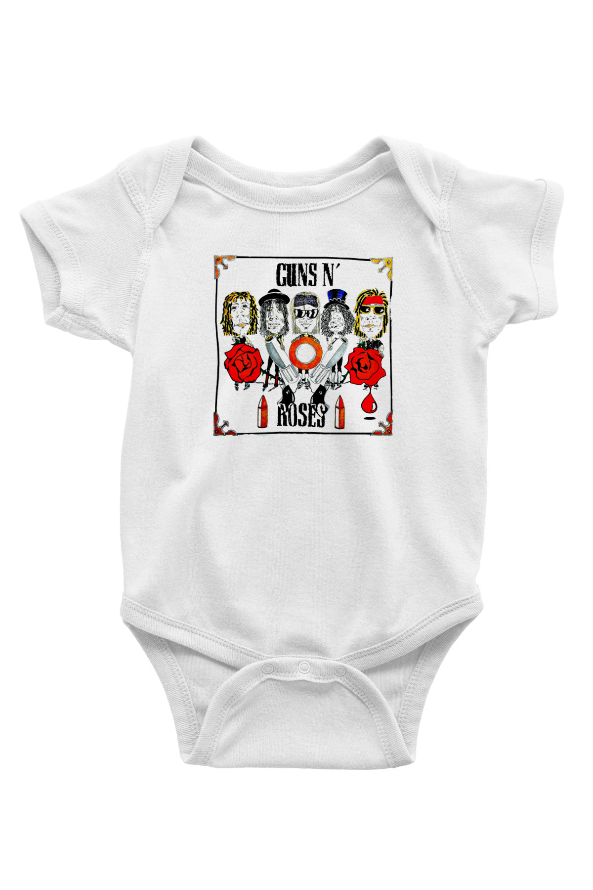 Guns N Roses Baskılı Unisex Beyaz Bebek Body - Zıbın