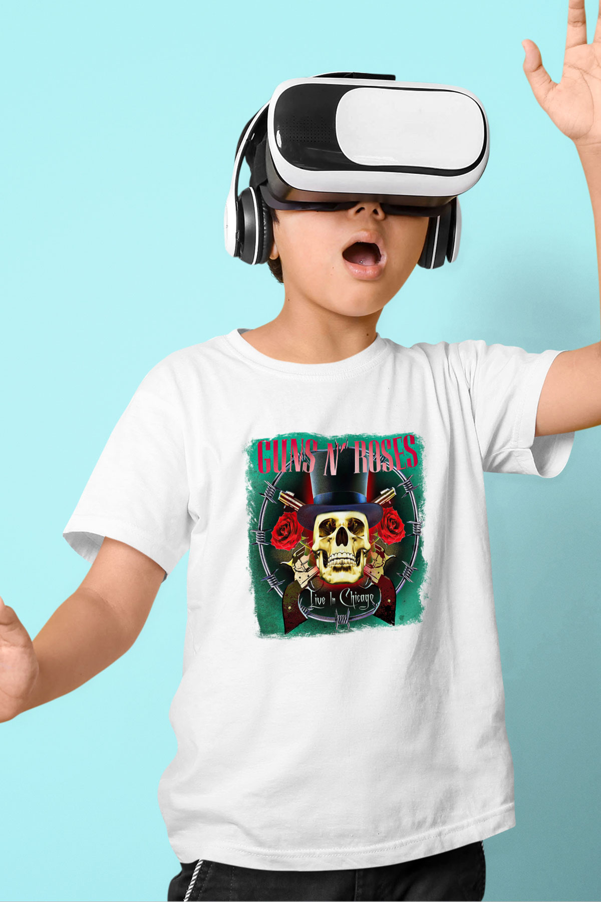 Guns N Roses Baskılı Unisex Beyaz Çocuk Tişört
