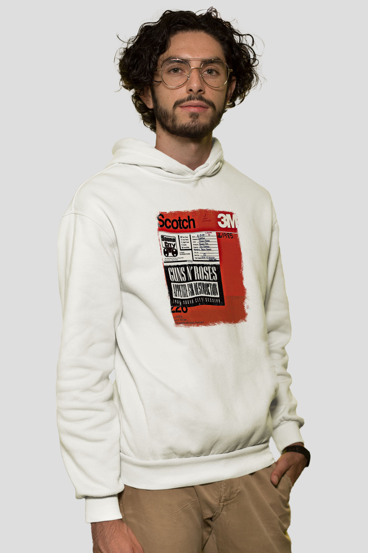Guns N Roses Baskılı Unisex Beyaz Hoodie