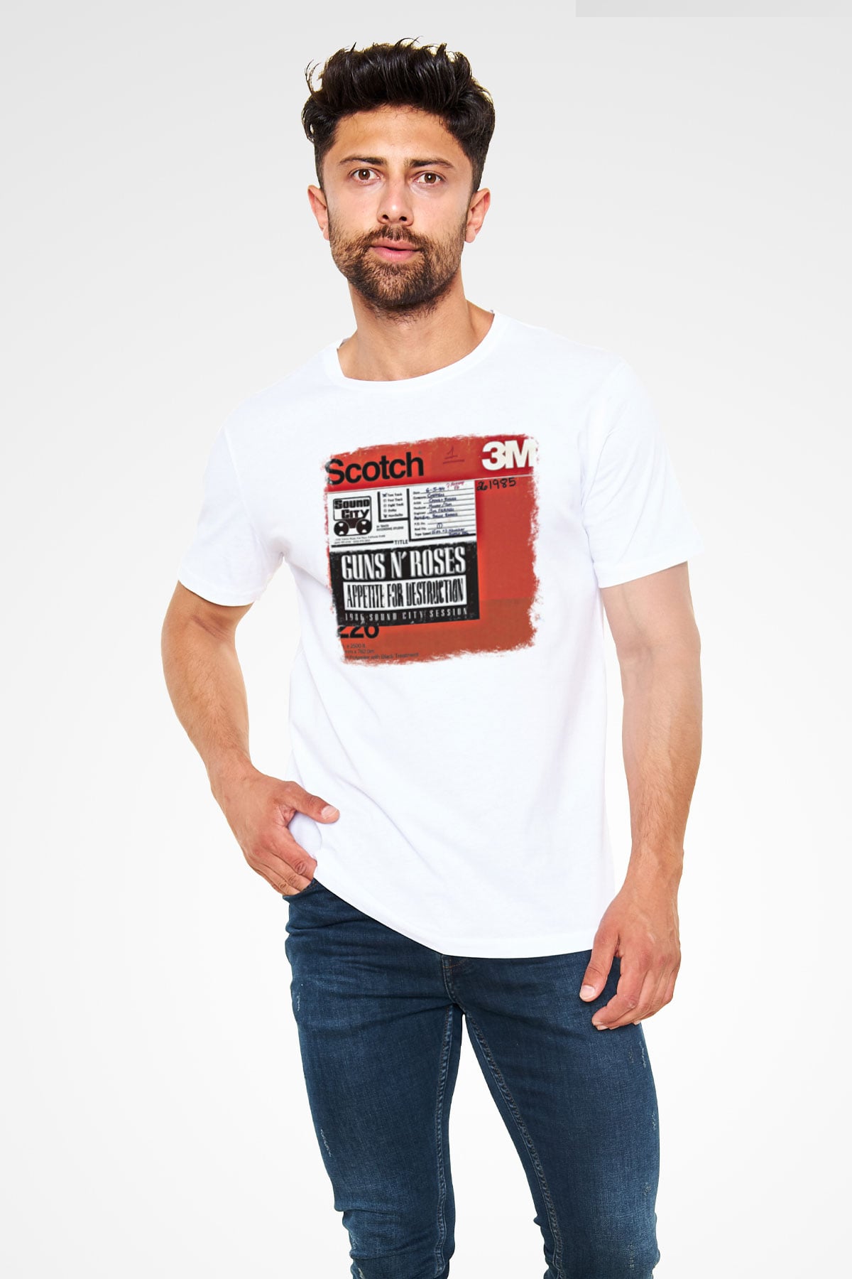 Guns N Roses Baskılı Unisex Beyaz Tişört