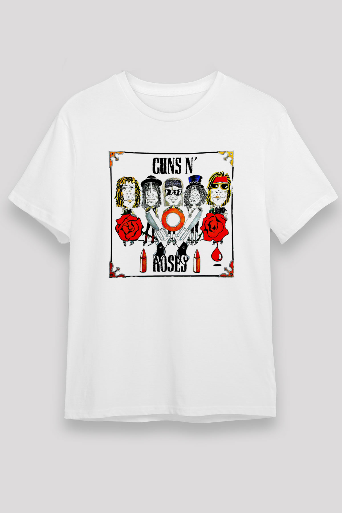 Guns N Roses Baskılı Unisex Beyaz Tişört