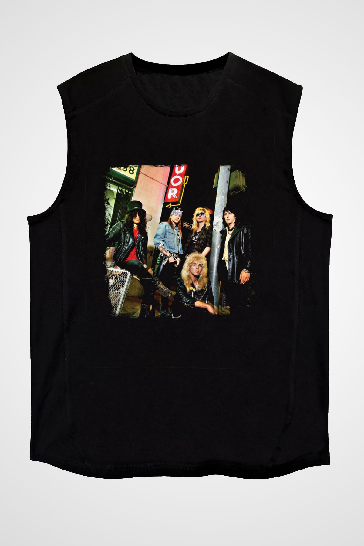 Guns N Roses Baskılı Unisex Siyah Kolsuz Tişört