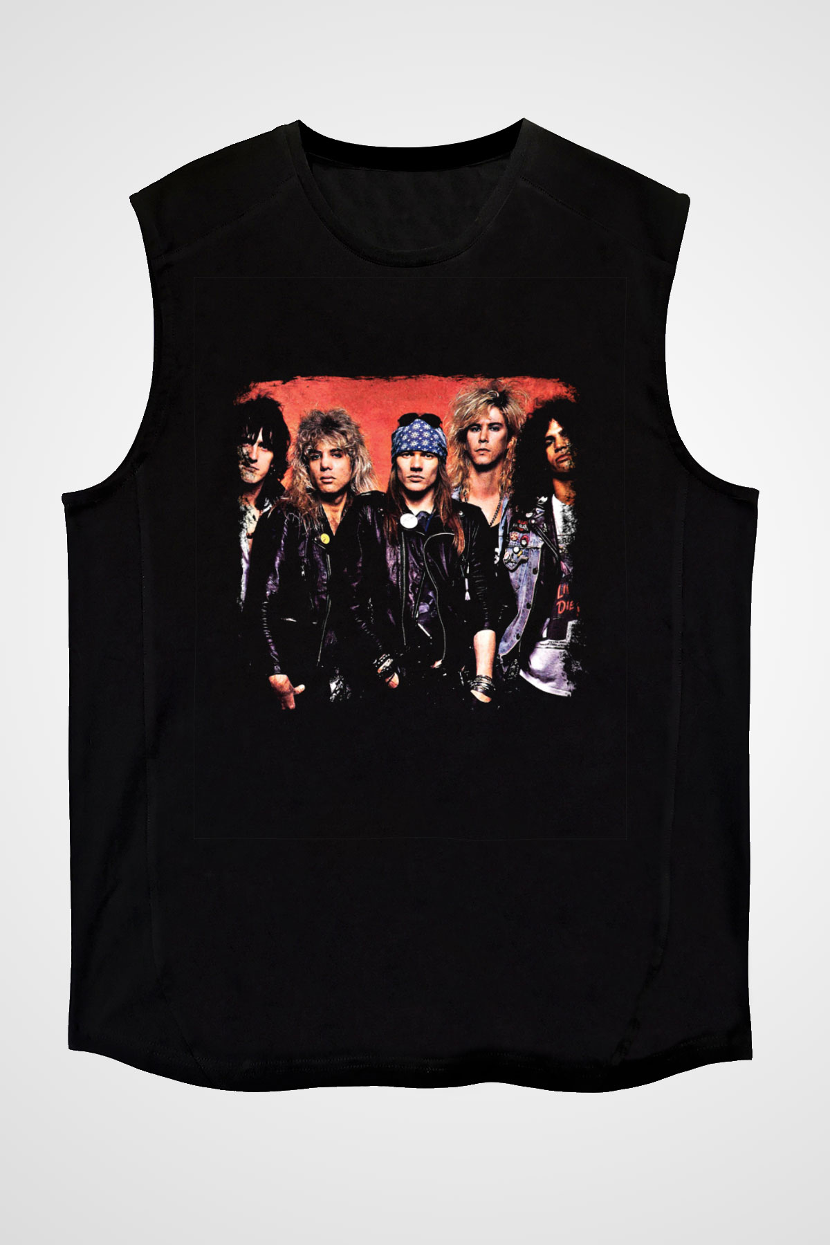 Guns N Roses Baskılı Unisex Siyah Kolsuz Tişört