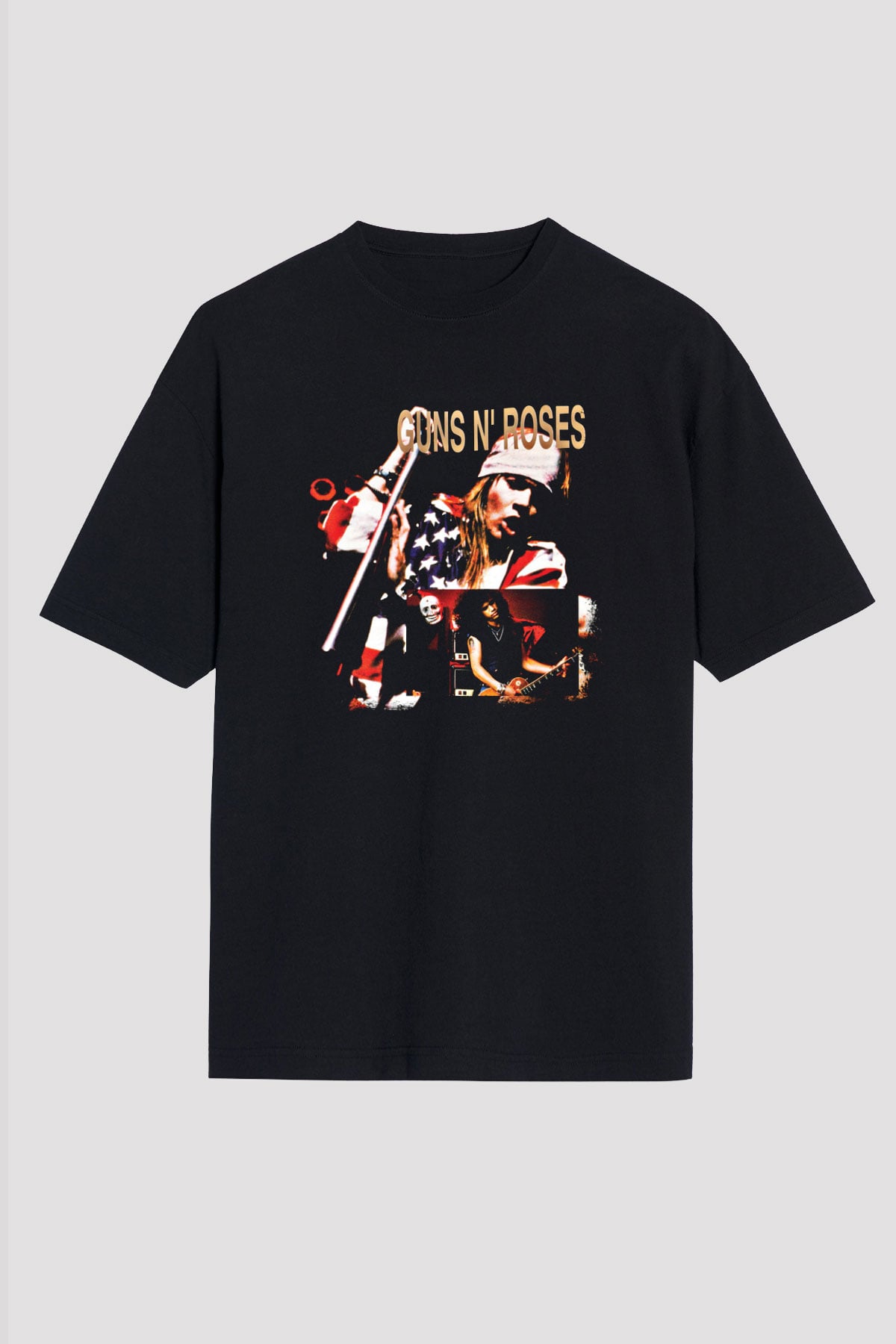Guns N Roses Baskılı Unisex Siyah Oversize Tişört