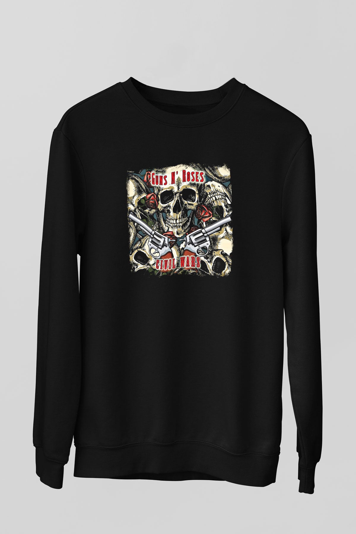 Guns N Roses Baskılı Unisex Siyah Sweatshirt