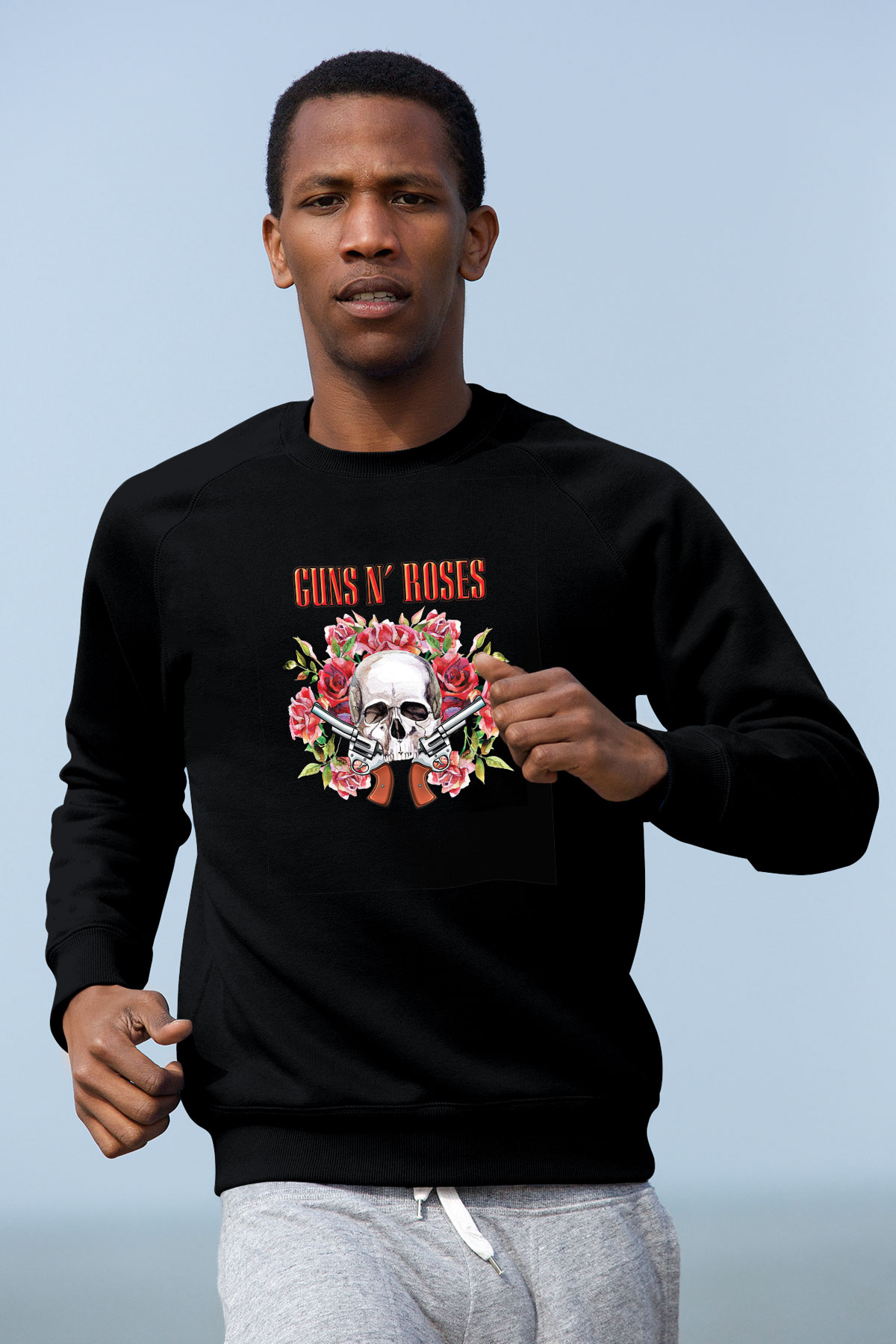 Guns N Roses Baskılı Unisex Siyah Sweatshirt