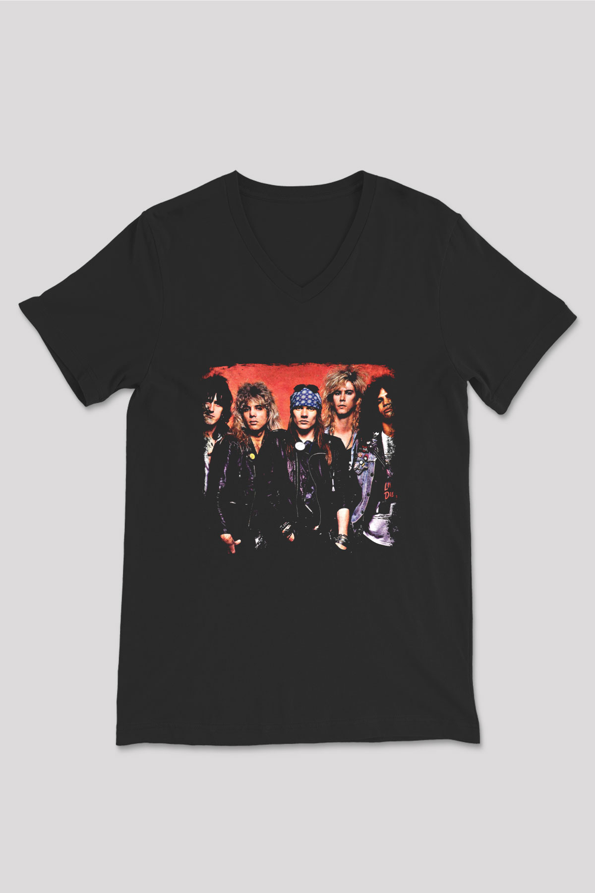 Guns N Roses Baskılı Unisex Siyah V Yaka Tişört