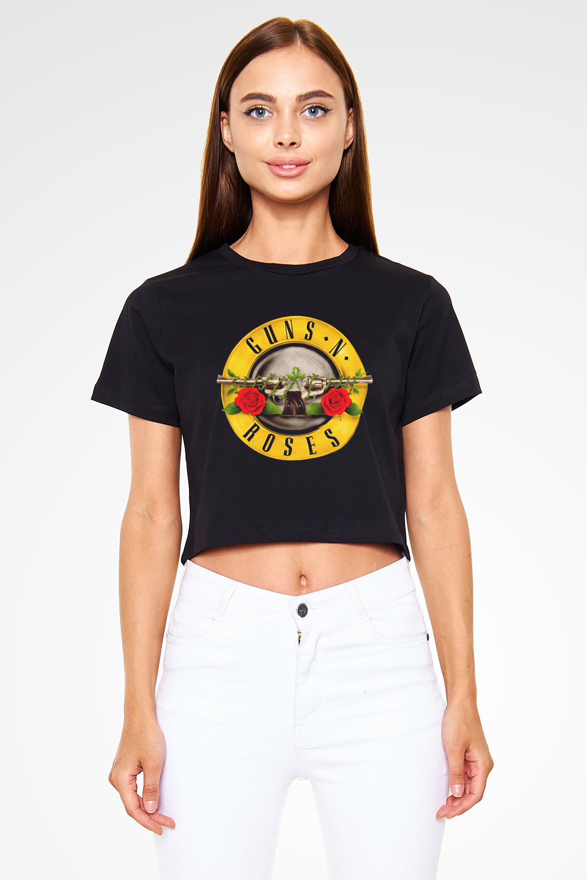Guns N Roses Siyah Crop Top Tişört