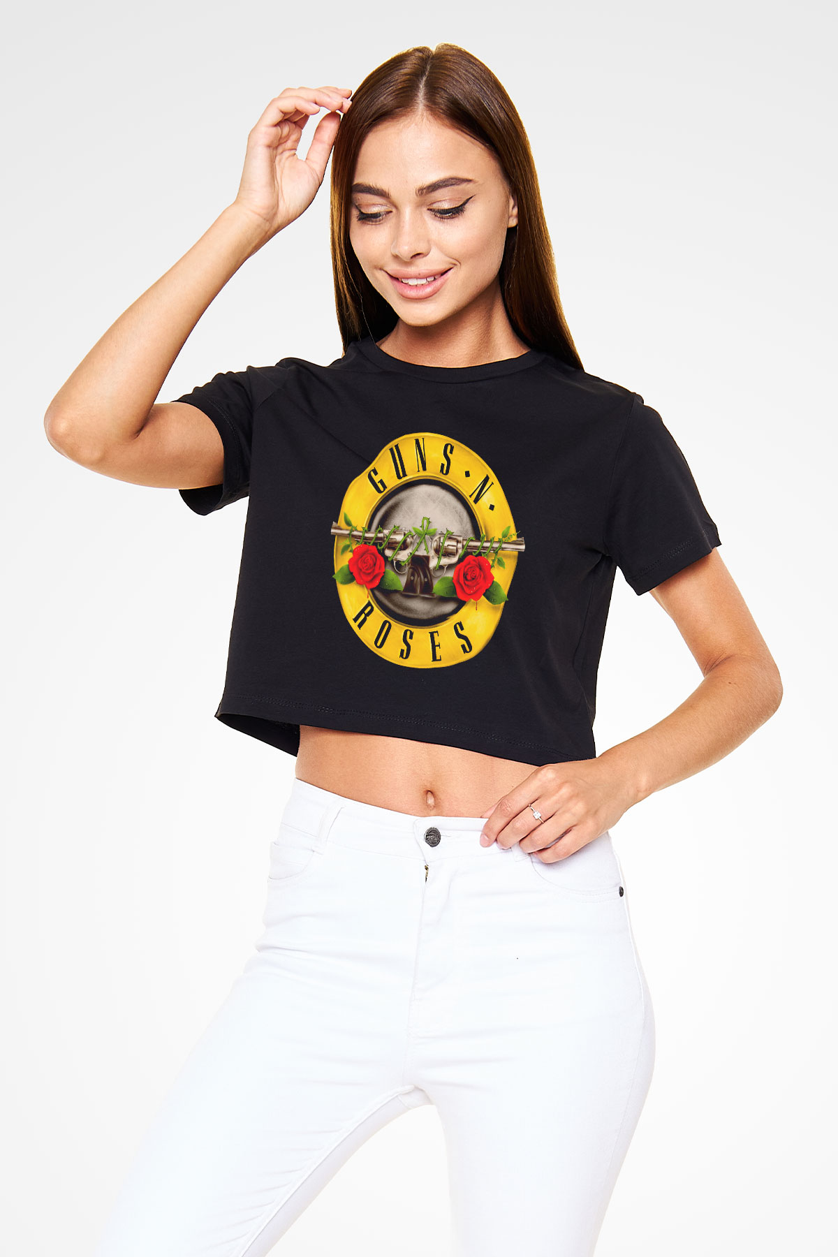 Guns N Roses Siyah Crop Top Tişört