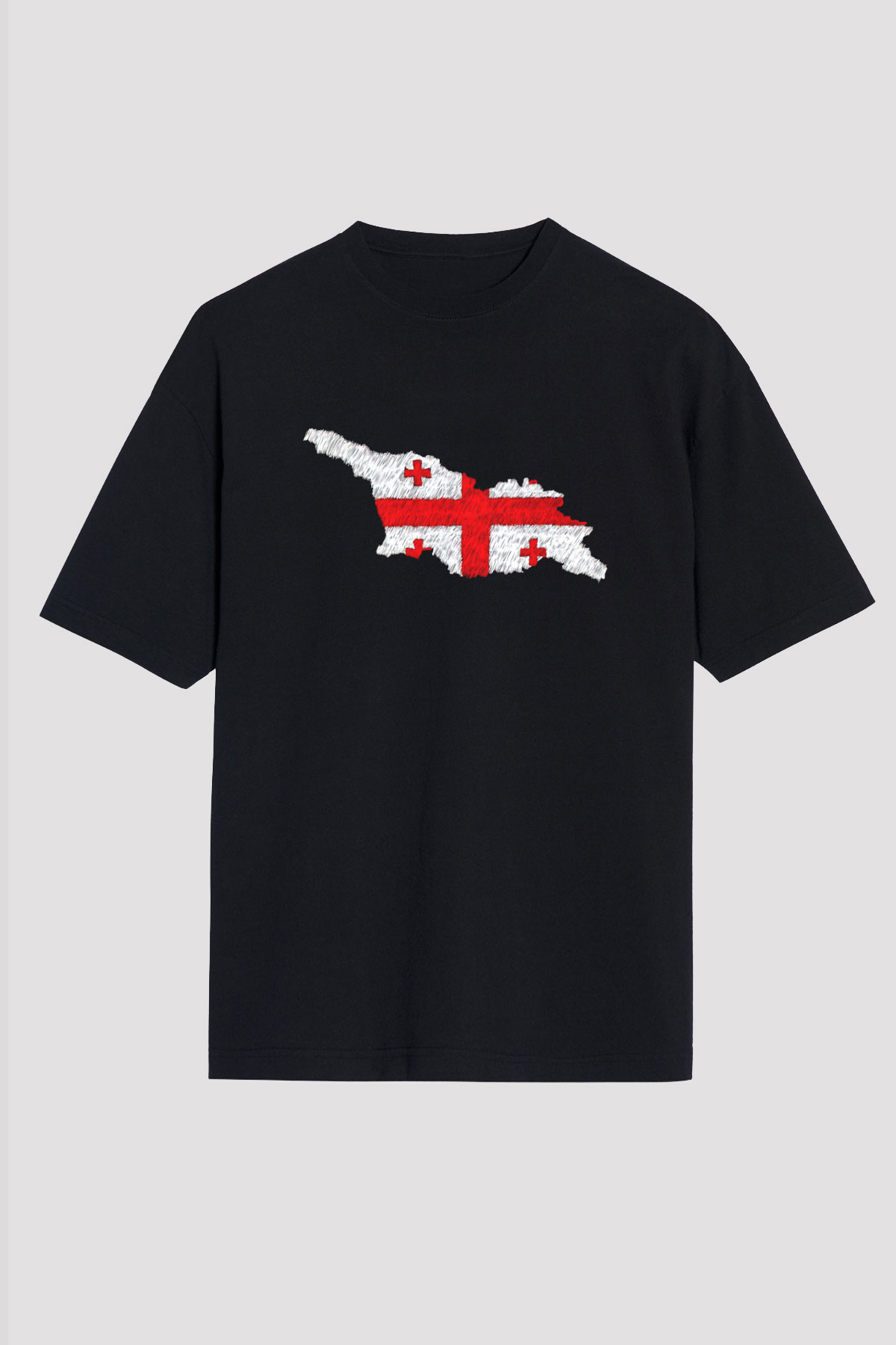 Gürcistan Siyah Oversize Tişört Oversize T-shirt - TişörtFabrikası