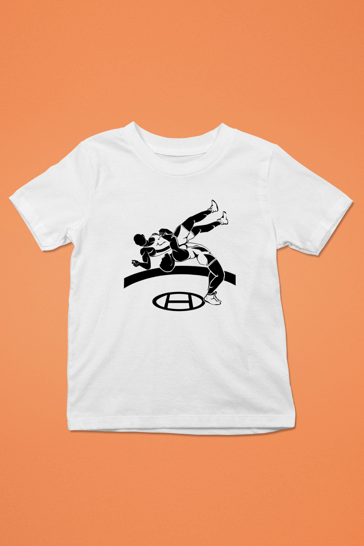Güreş Baskılı Beyaz Unisex Çocuk Tişört