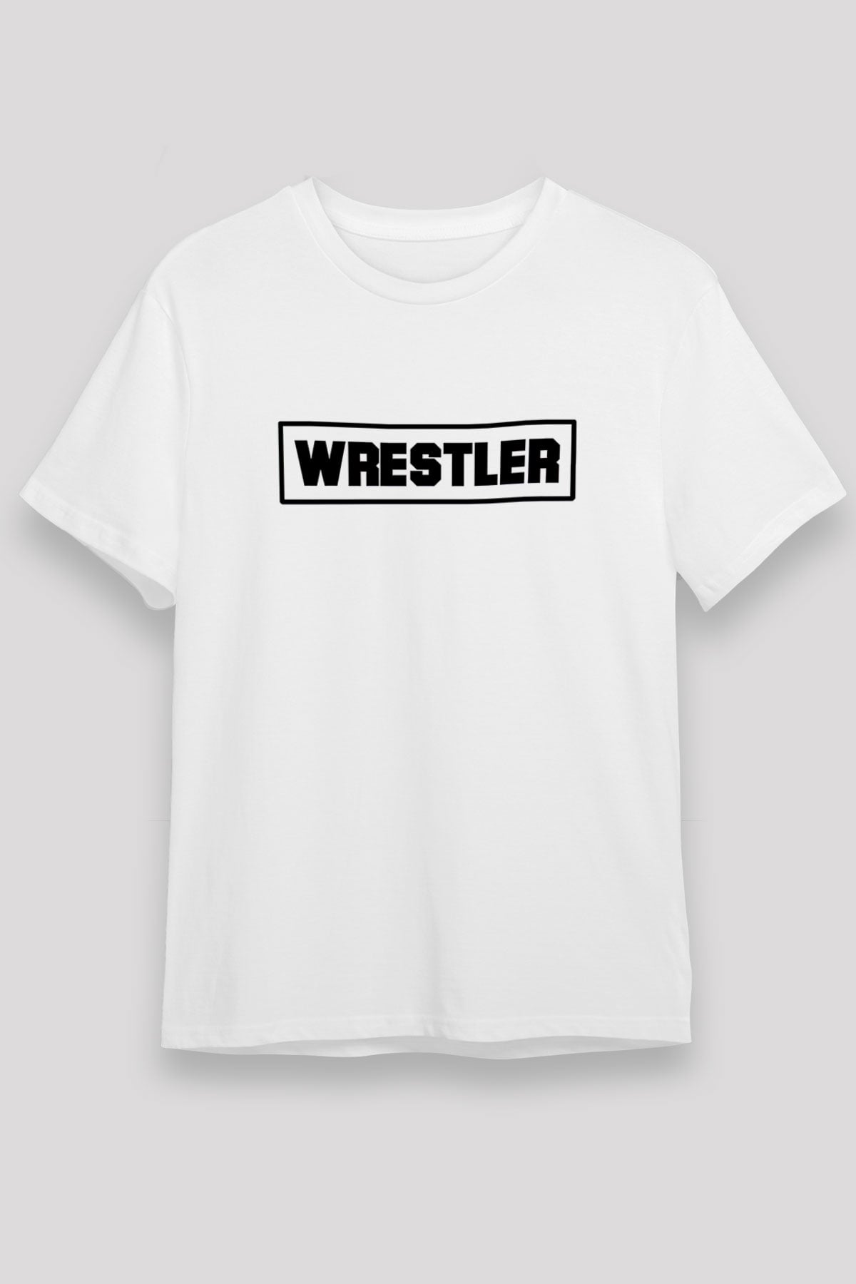 Güreş Baskılı Unisex Beyaz Tişört - Tshirt