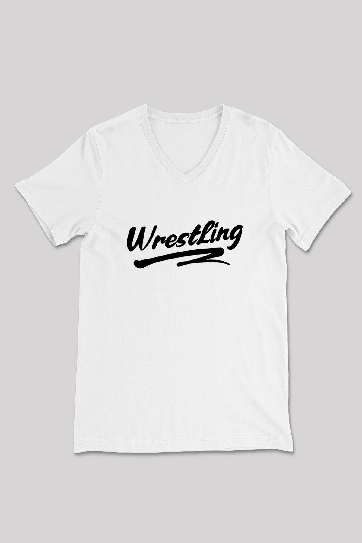 Güreş Baskılı Unisex V Yaka Tişört - Tshirt