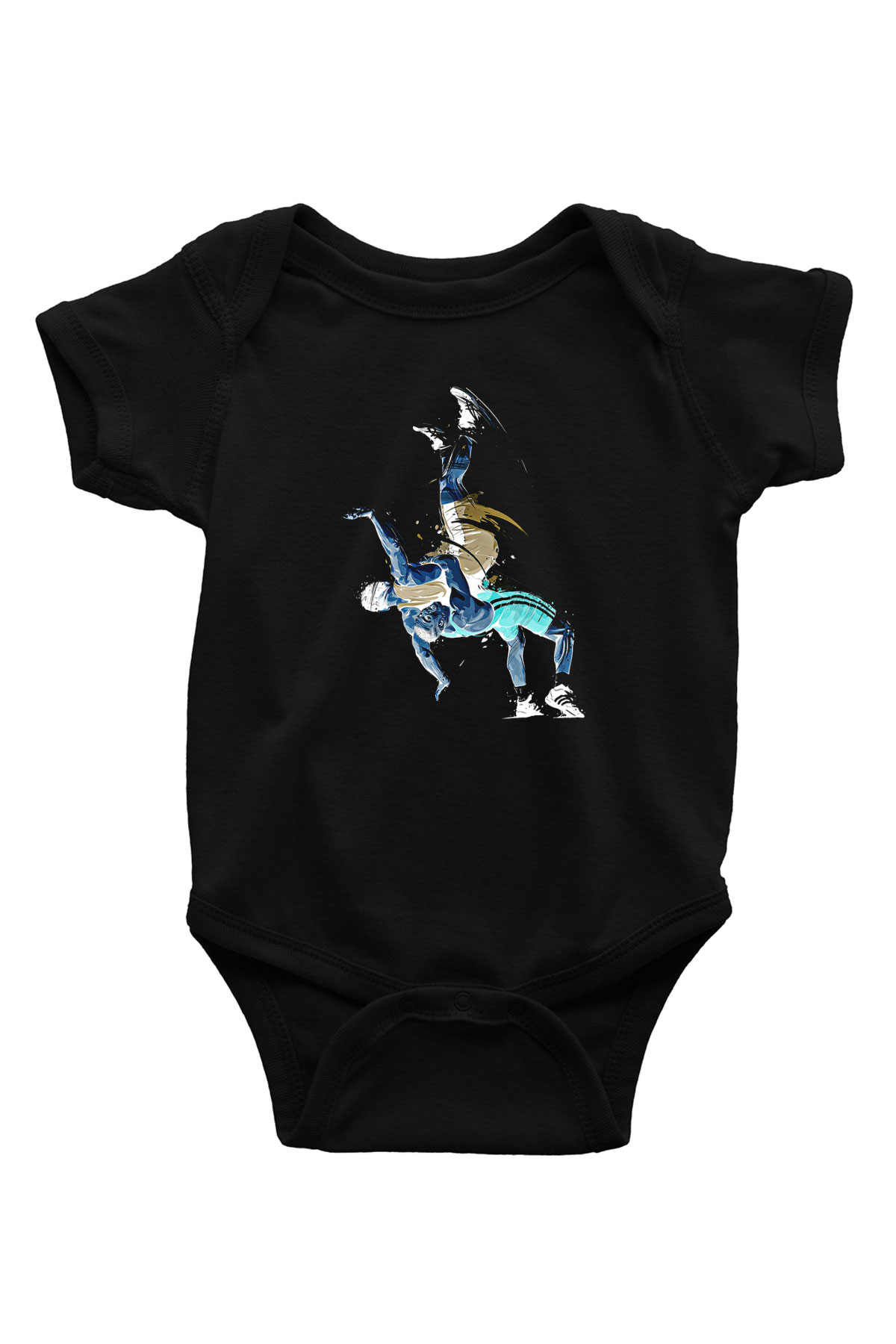 Güreş - Wrestle Baskılı Unisex Siyah Bebek Body - Zıbın
