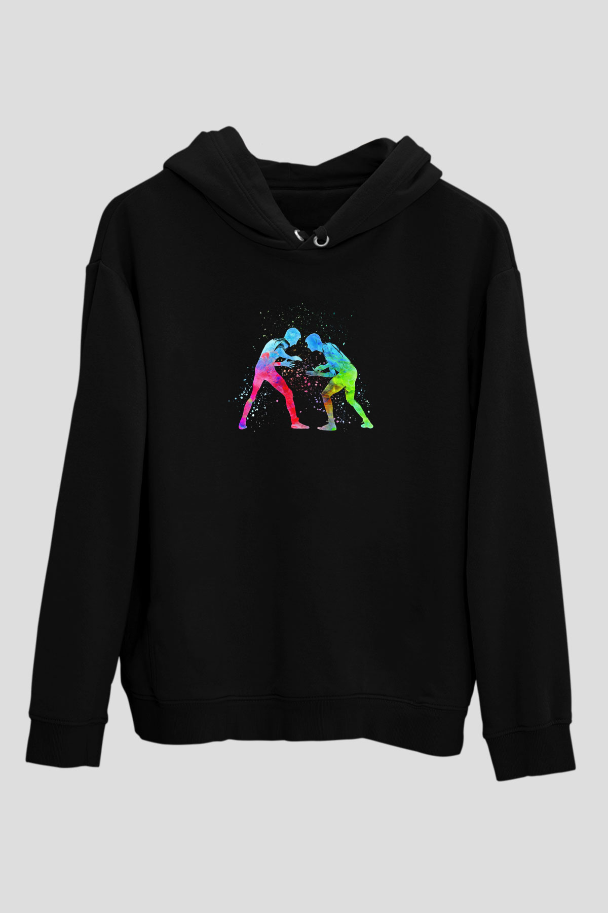 Güreş - Wrestle Baskılı Unisex Siyah Hoodie