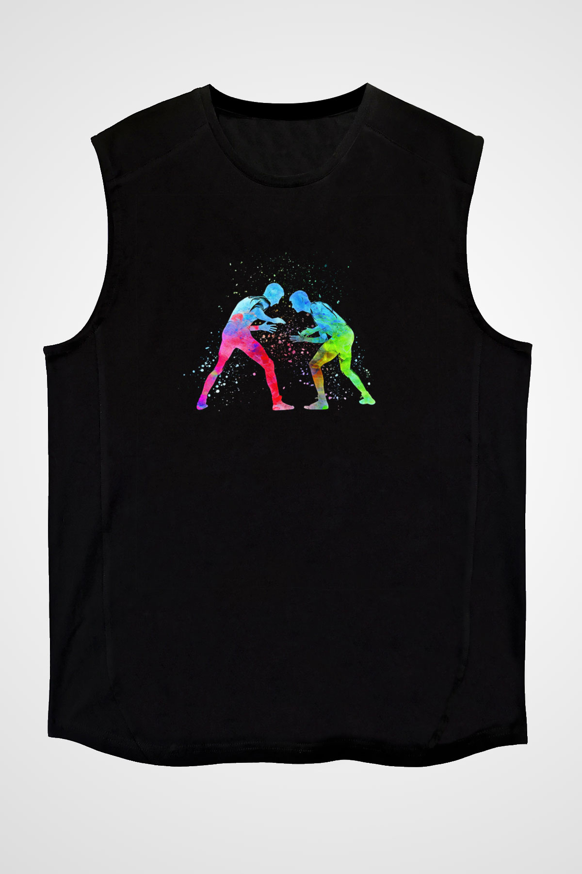 Güreş - Wrestle Baskılı Unisex Siyah Kolsuz Tişört