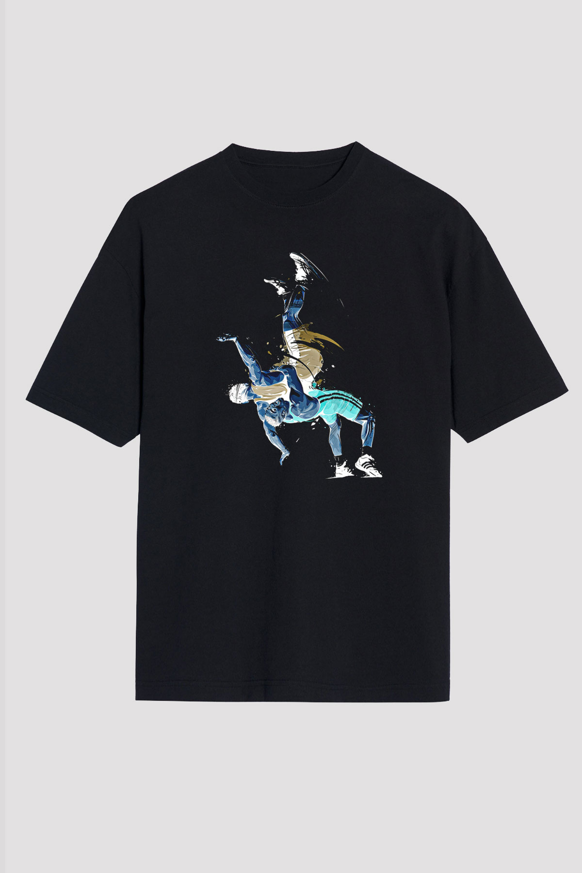 Güreş - Wrestle Baskılı Unisex Siyah Oversize Tişört