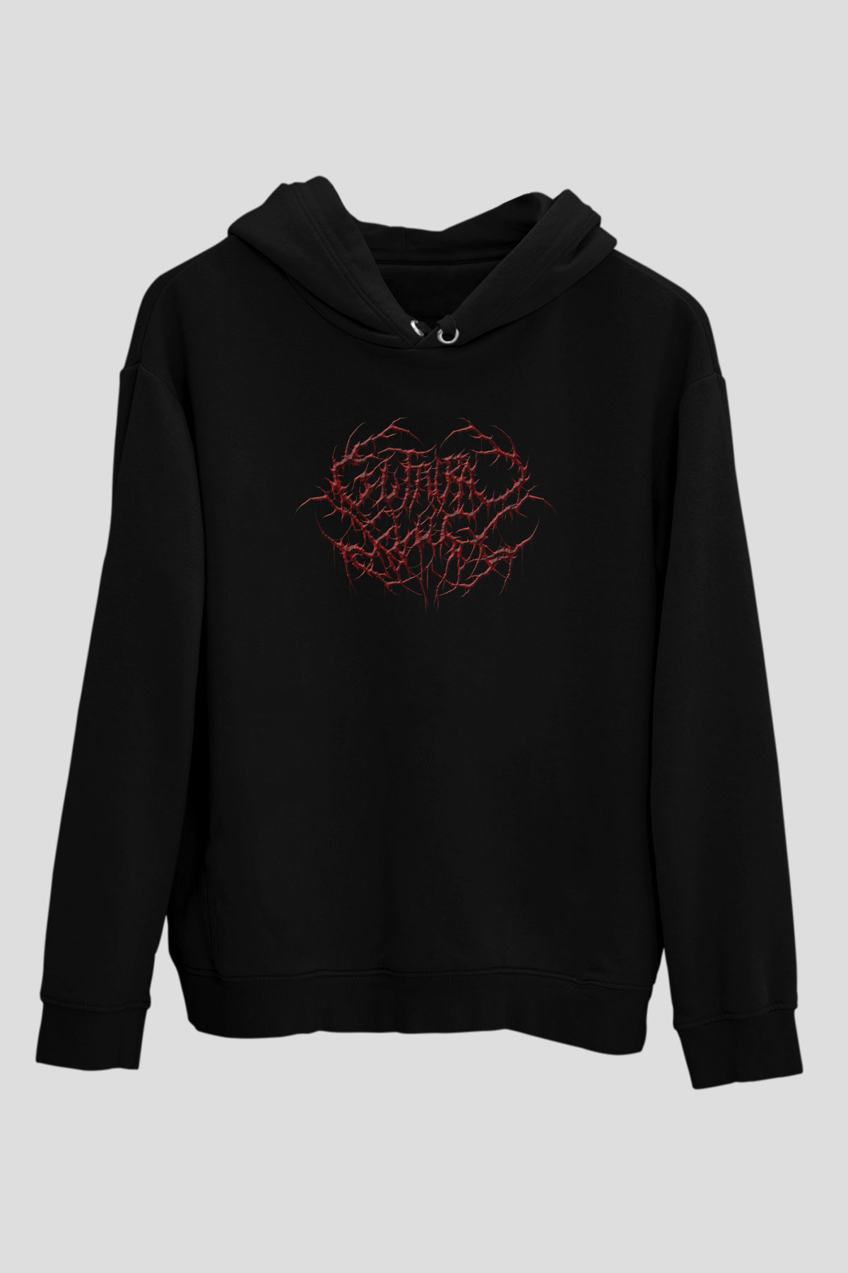 Guttural Slug Baskılı Unisex Siyah Kapüşonlu Sweatshirt