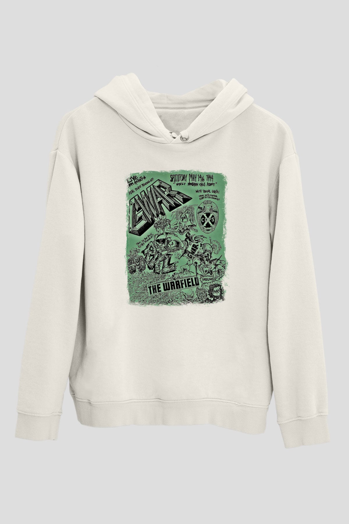 Gwar Baskılı Unisex Beyaz Hoodie