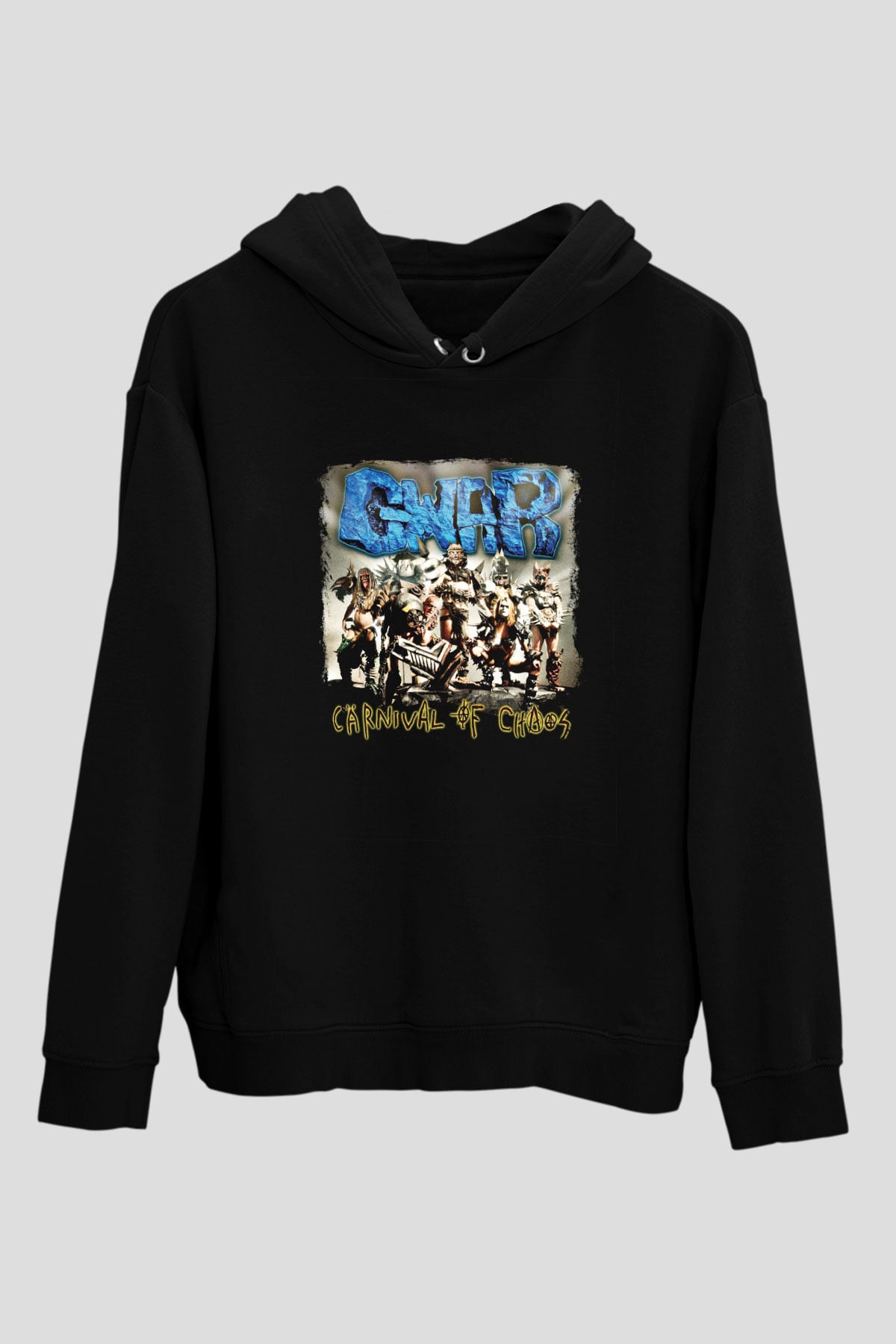 Gwar Baskılı Unisex Siyah Hoodie