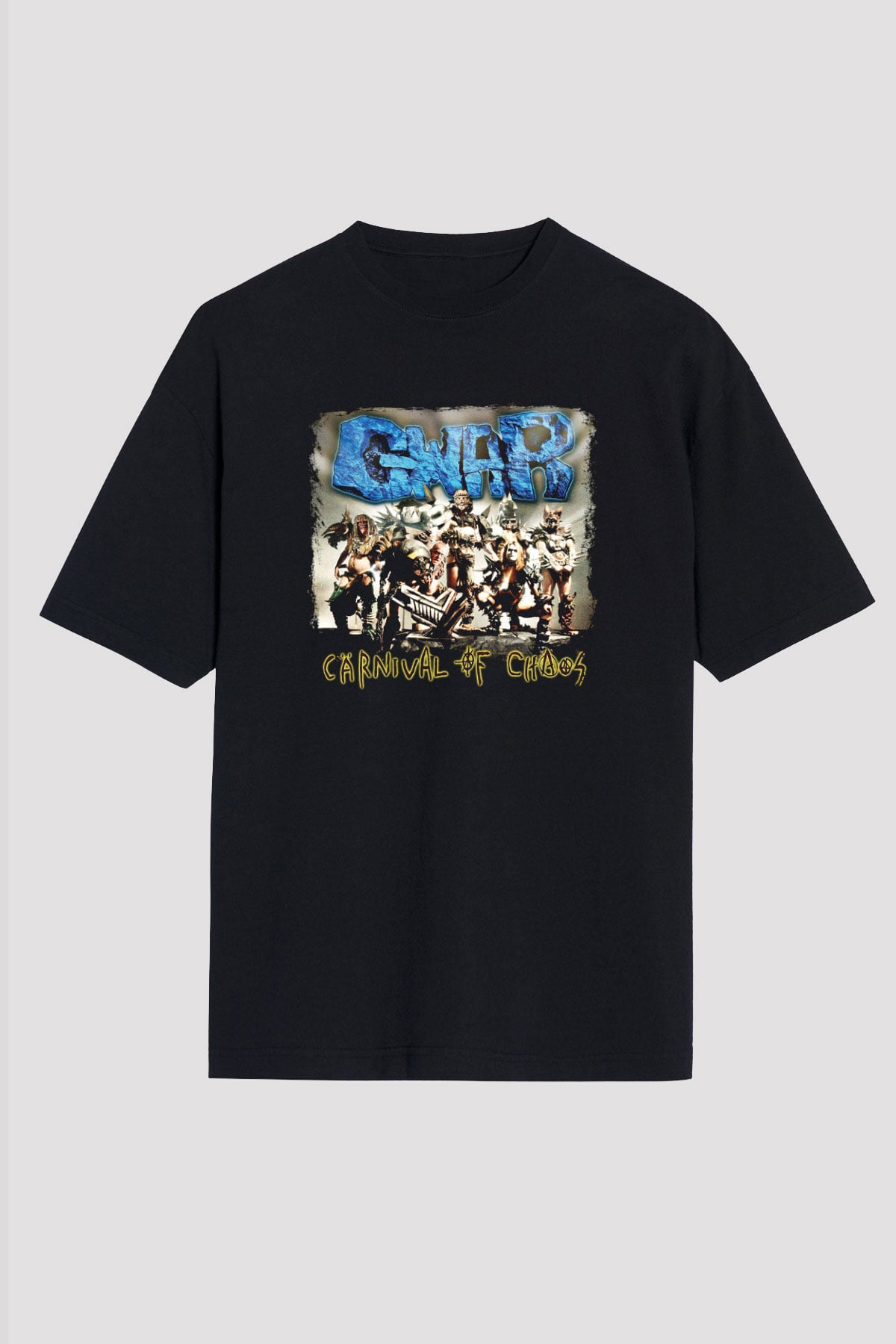Gwar Baskılı Unisex Siyah Oversize Tişört