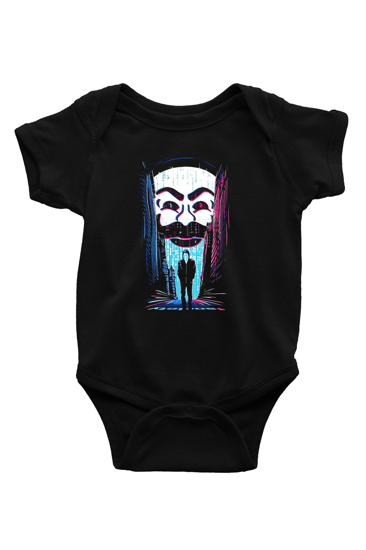 Hacker Baskılı Unisex Siyah Bebek Body - Zıbın