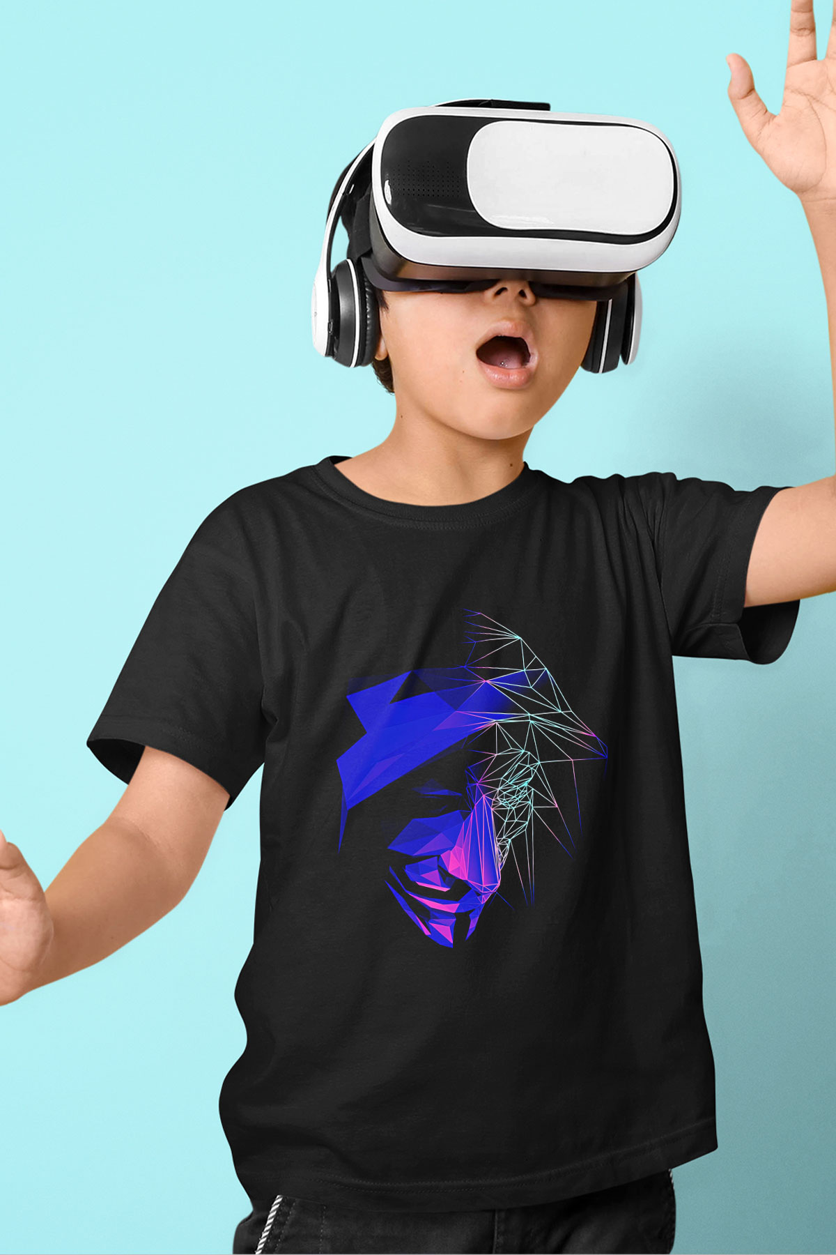 Hacker Baskılı Unisex Siyah Çocuk Tişört - Tshirt