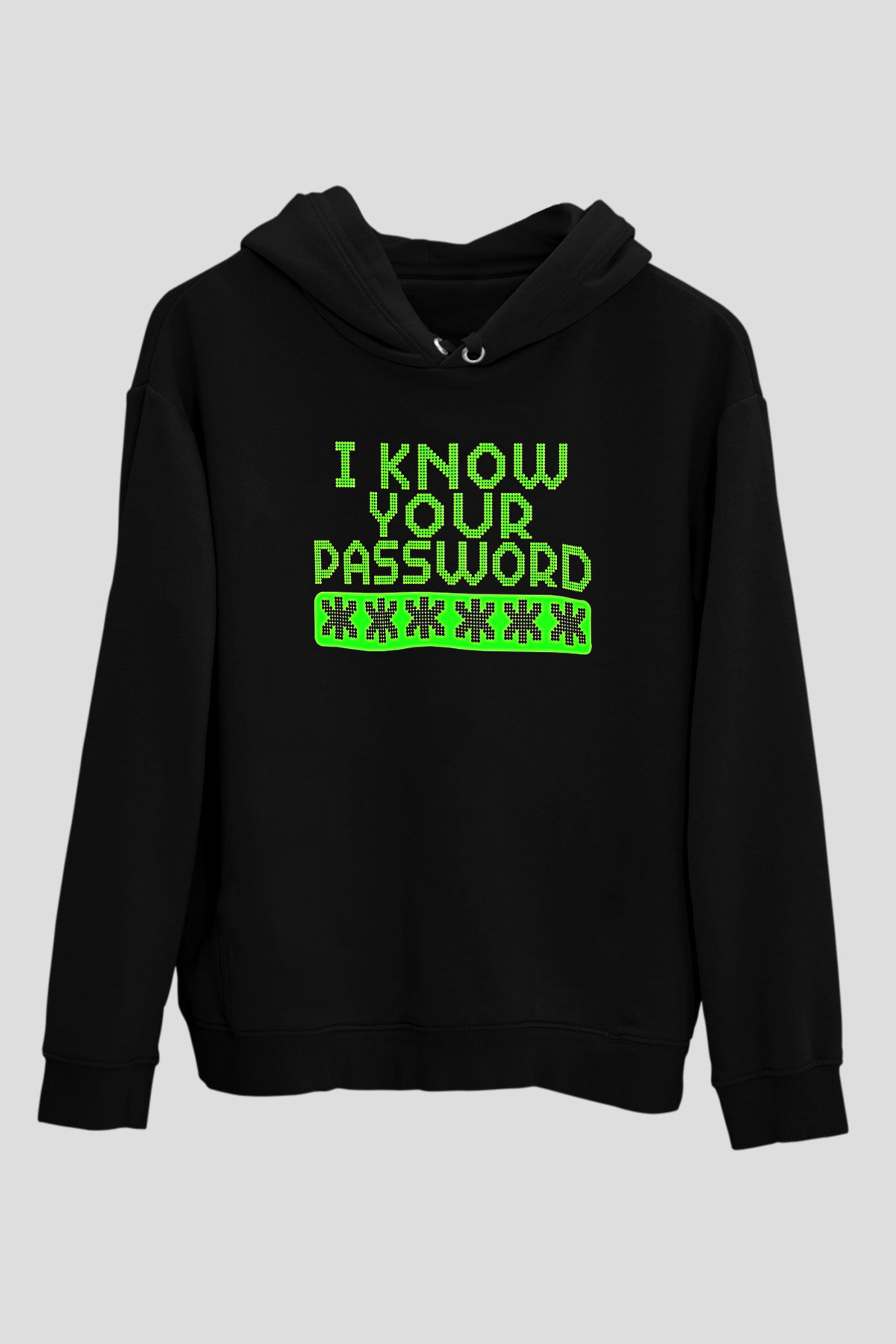 Hacker Baskılı Unisex Siyah Hoodie
