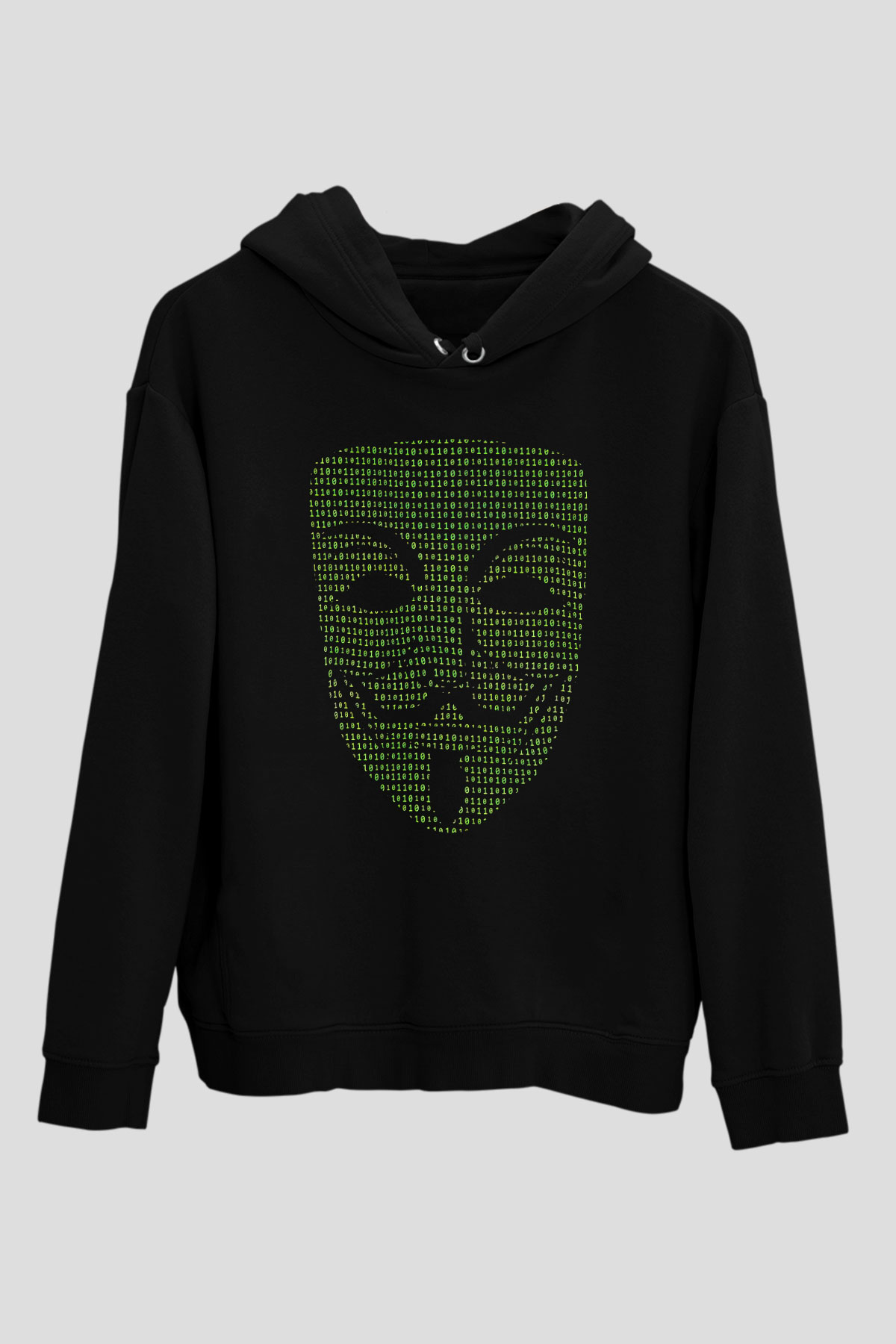 Hacker Baskılı Unisex Siyah Hoodie