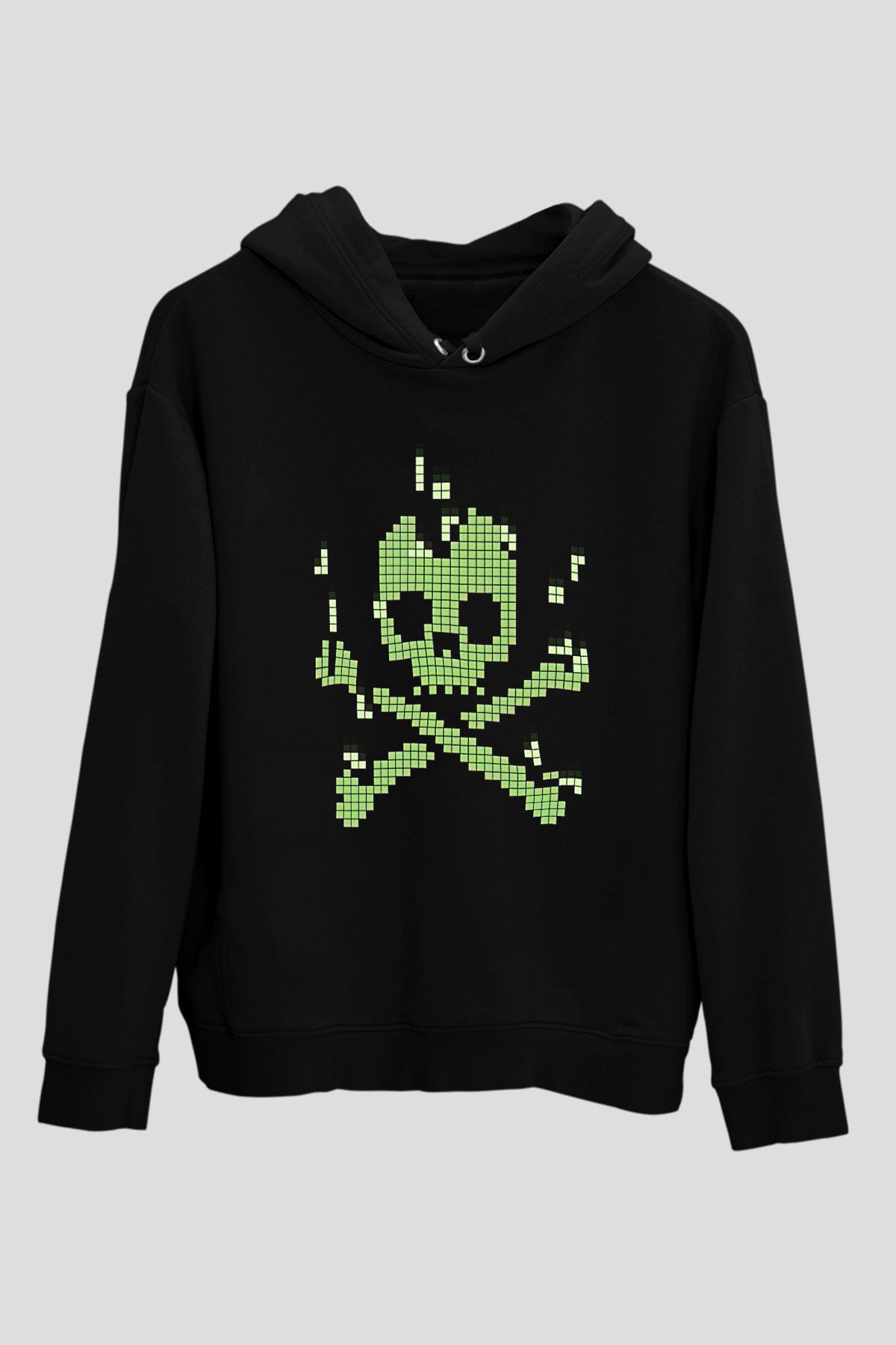 Hacker Baskılı Unisex Siyah Hoodie