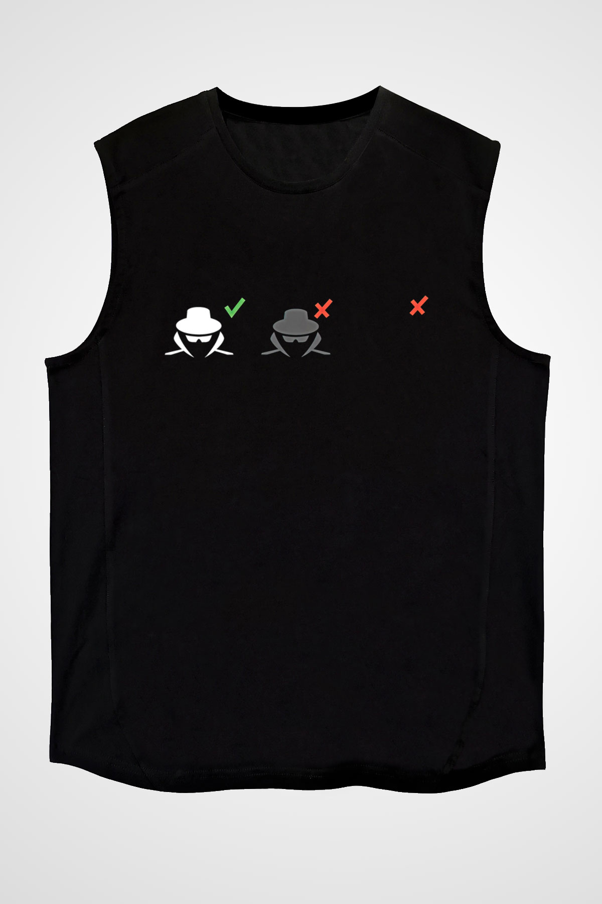 Hacker Baskılı Unisex Siyah Kolsuz Tişört - Tshirt