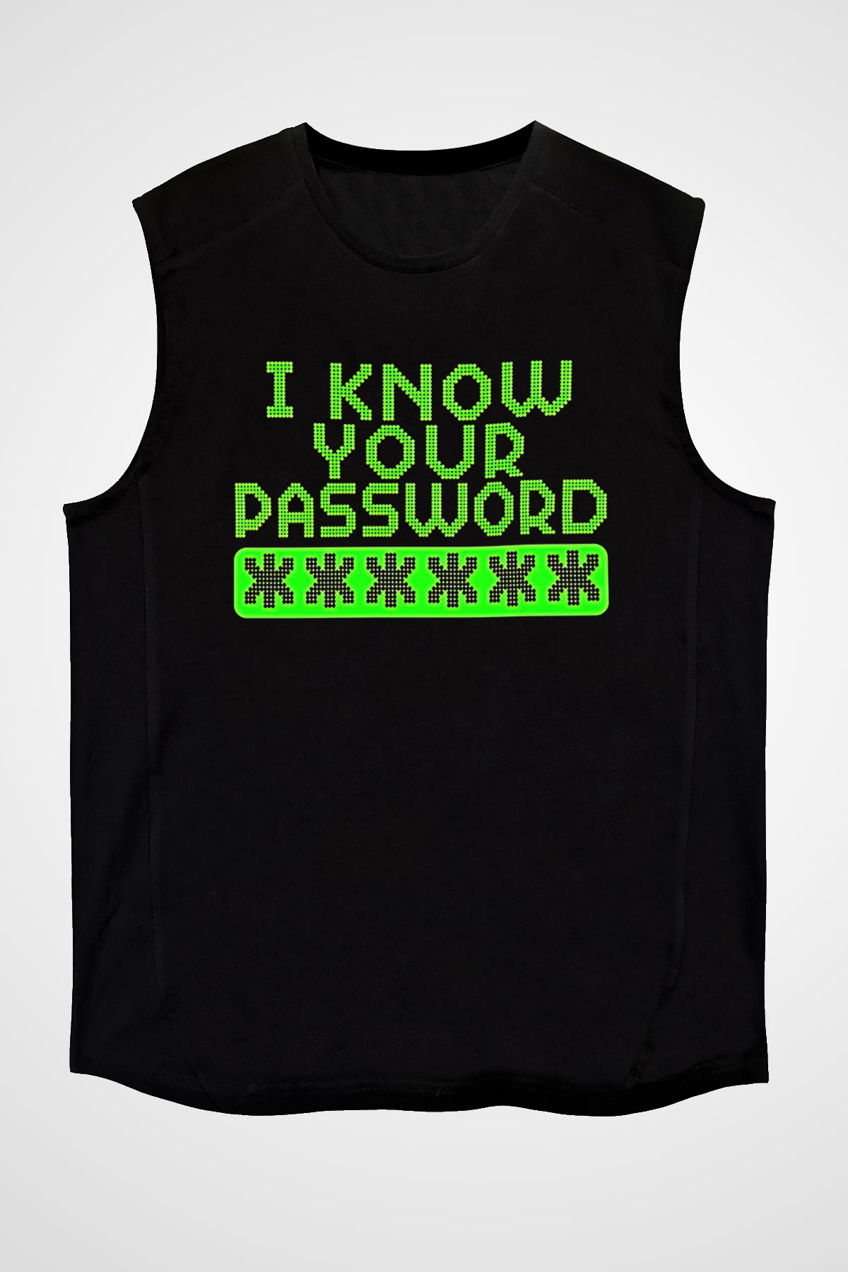 Hacker Baskılı Unisex Siyah Kolsuz Tişört - Tshirt