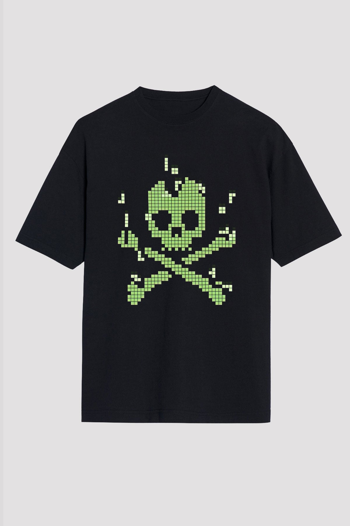 Hacker Baskılı Unisex Siyah Oversize Tişört - Tshirt