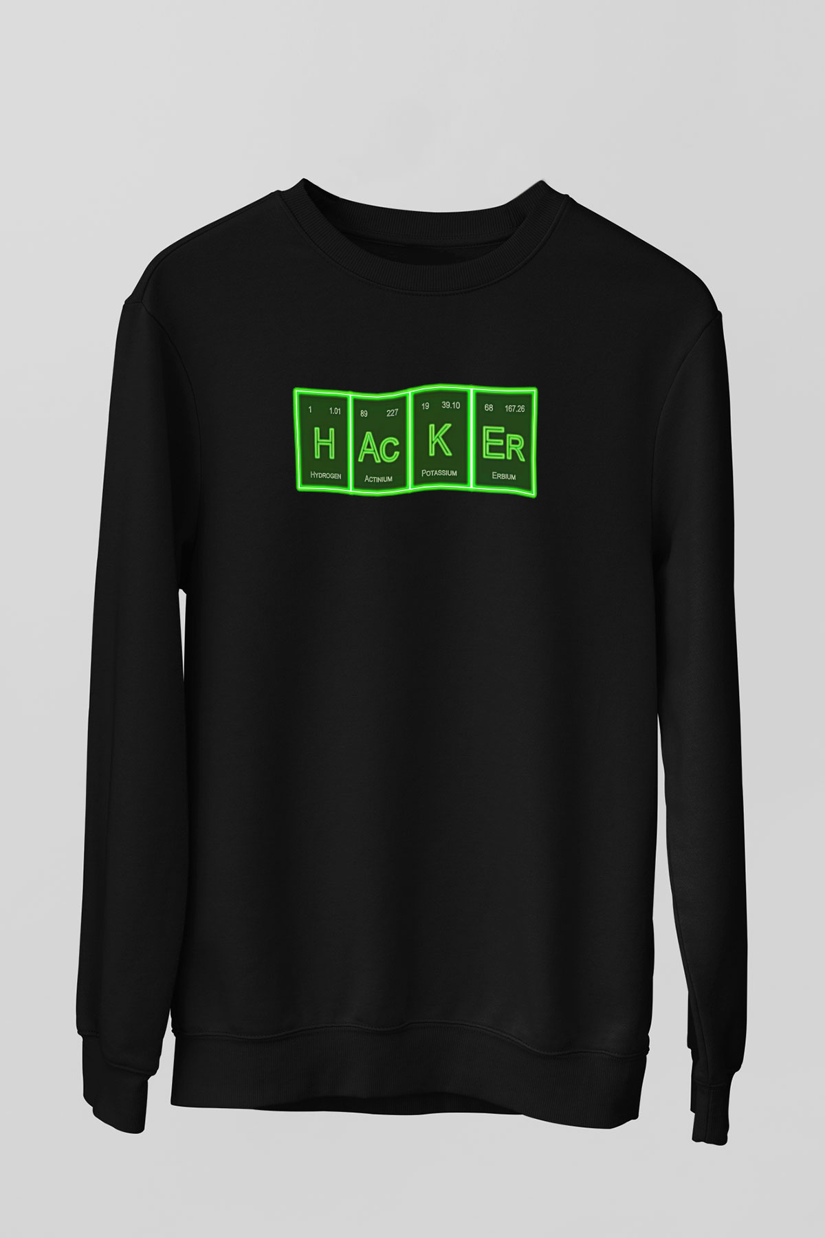 Hacker Baskılı Unisex Siyah Sweatshirt