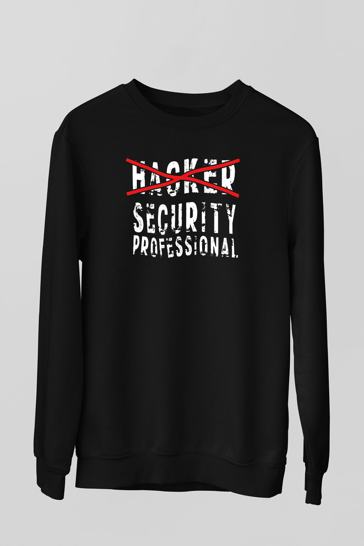 Hacker Baskılı Unisex Siyah Sweatshirt