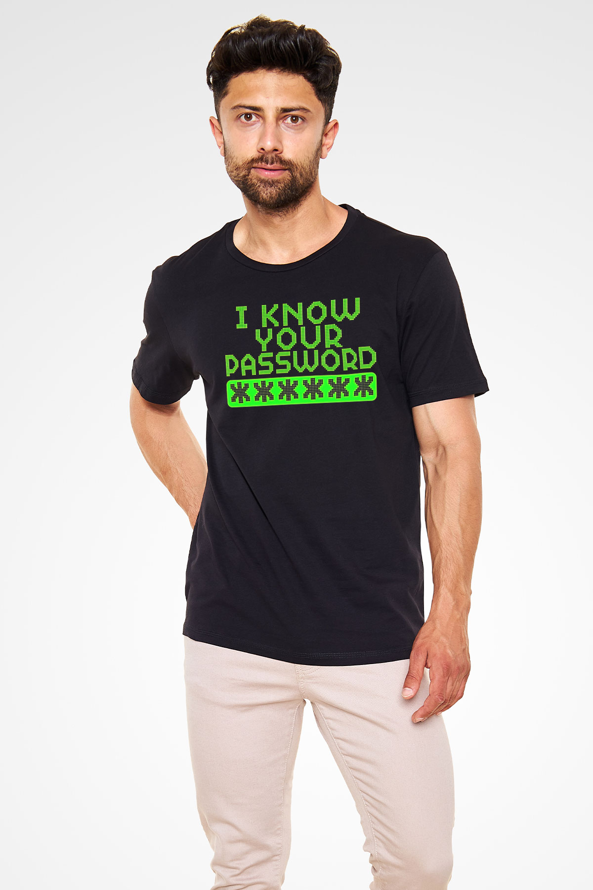 Hacker Baskılı Unisex Siyah Tişört - Tshirt