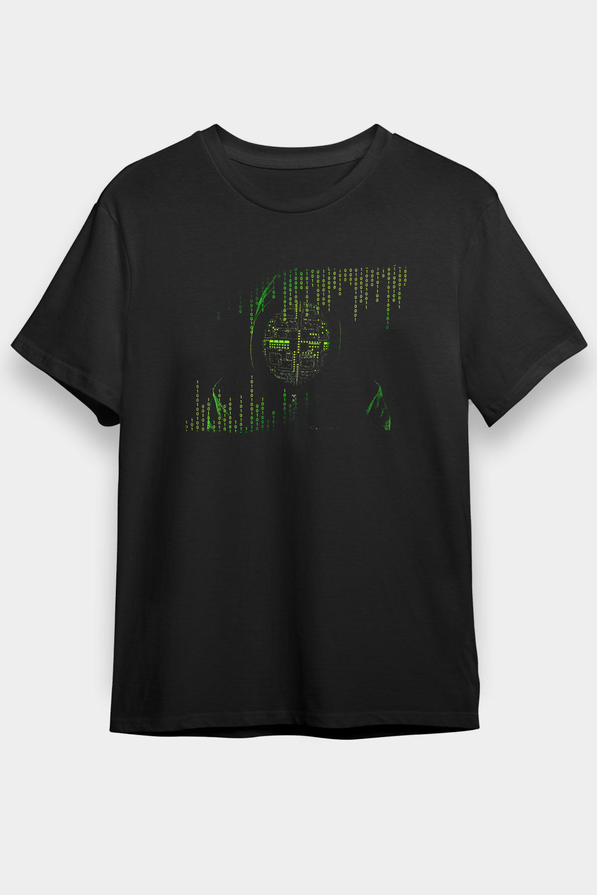 Hacker Baskılı Unisex Siyah Tişört - Tshirt