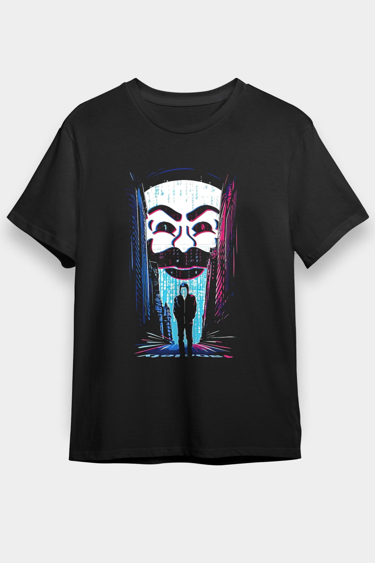 Hacker Baskılı Unisex Siyah Tişört - Tshirt