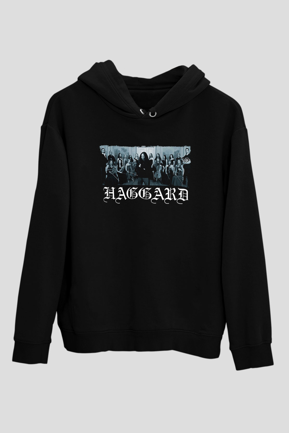 Haggard Baskılı Unisex Siyah Kapüşonlu Sweatshirt