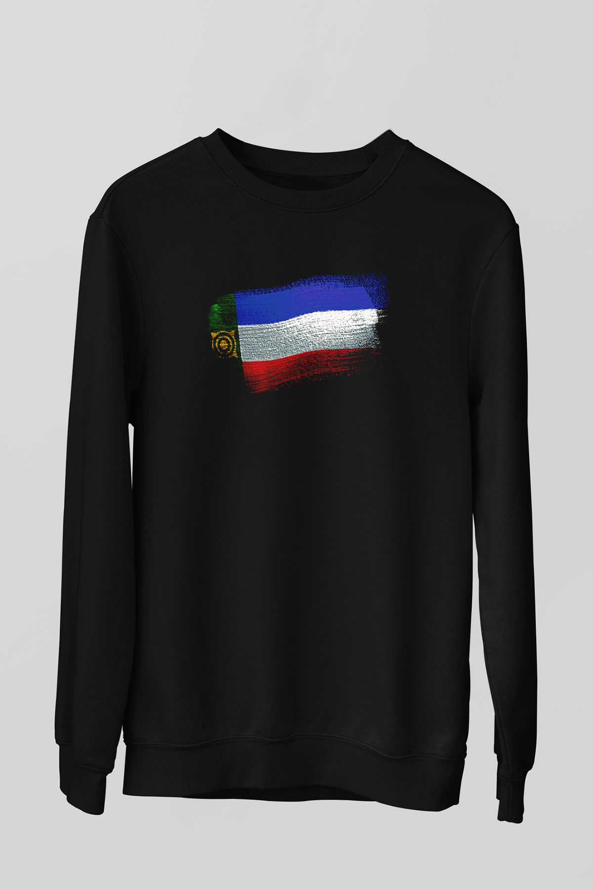 Hakasya - Khakassia Bayrağı Baskılı Unisex Siyah Sweatshirt