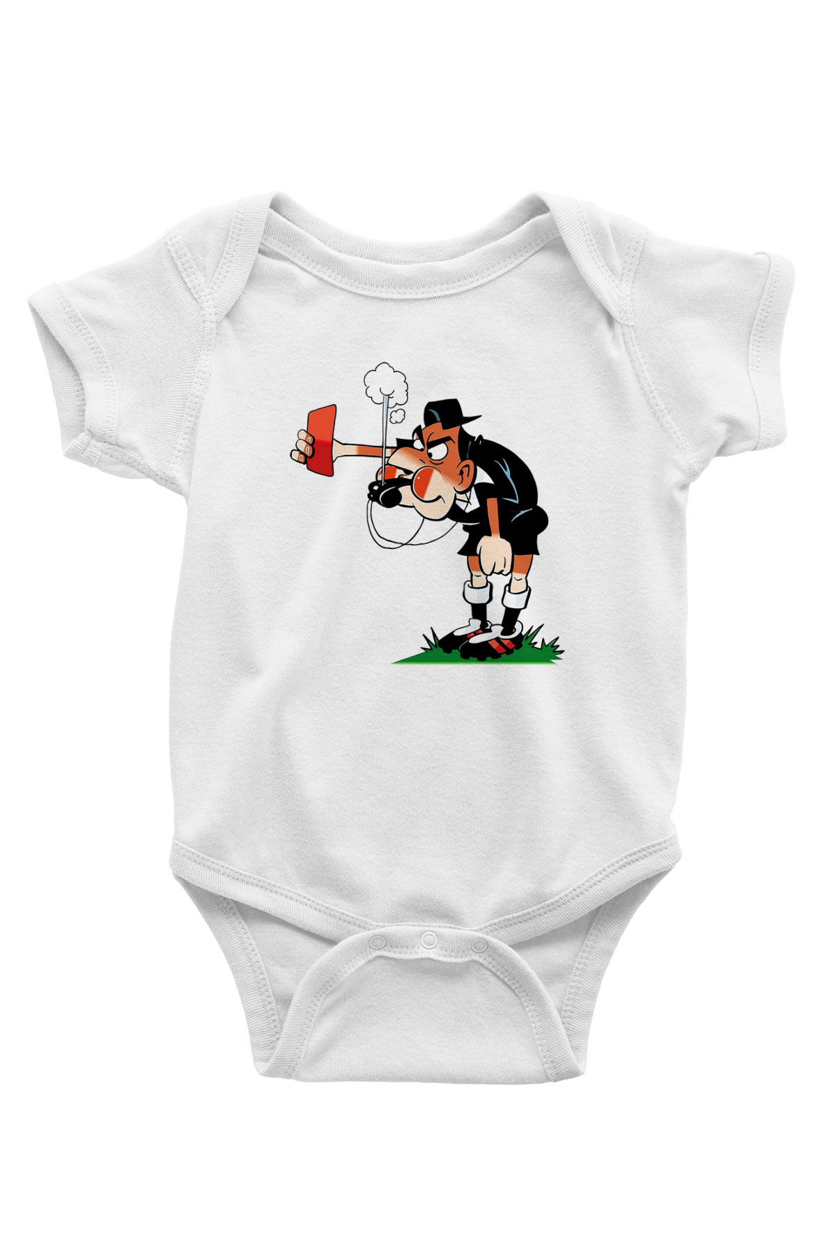 Hakem Baskılı Beyaz Unisex Bebek Body - Zıbın