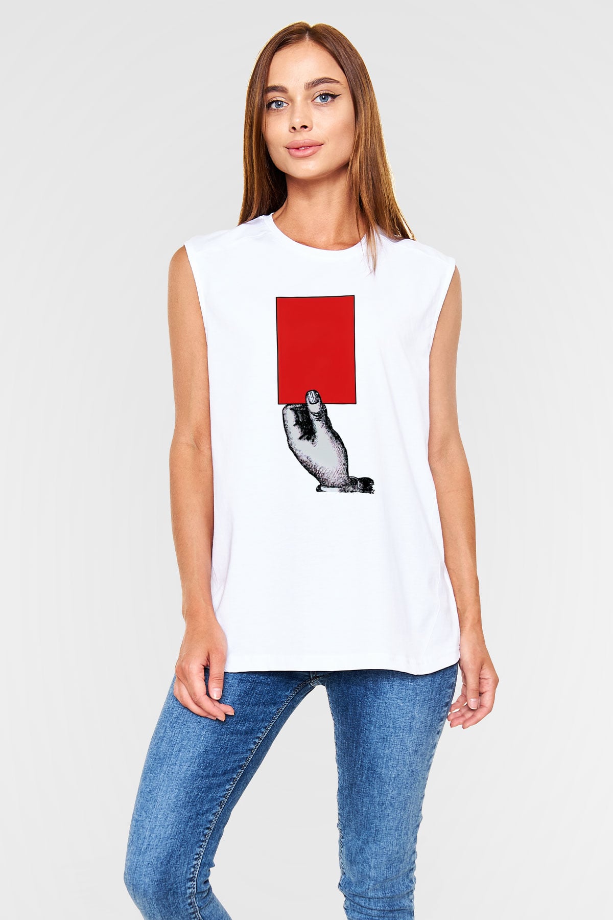 Hakem Beyaz Unisex Kolsuz Tişört