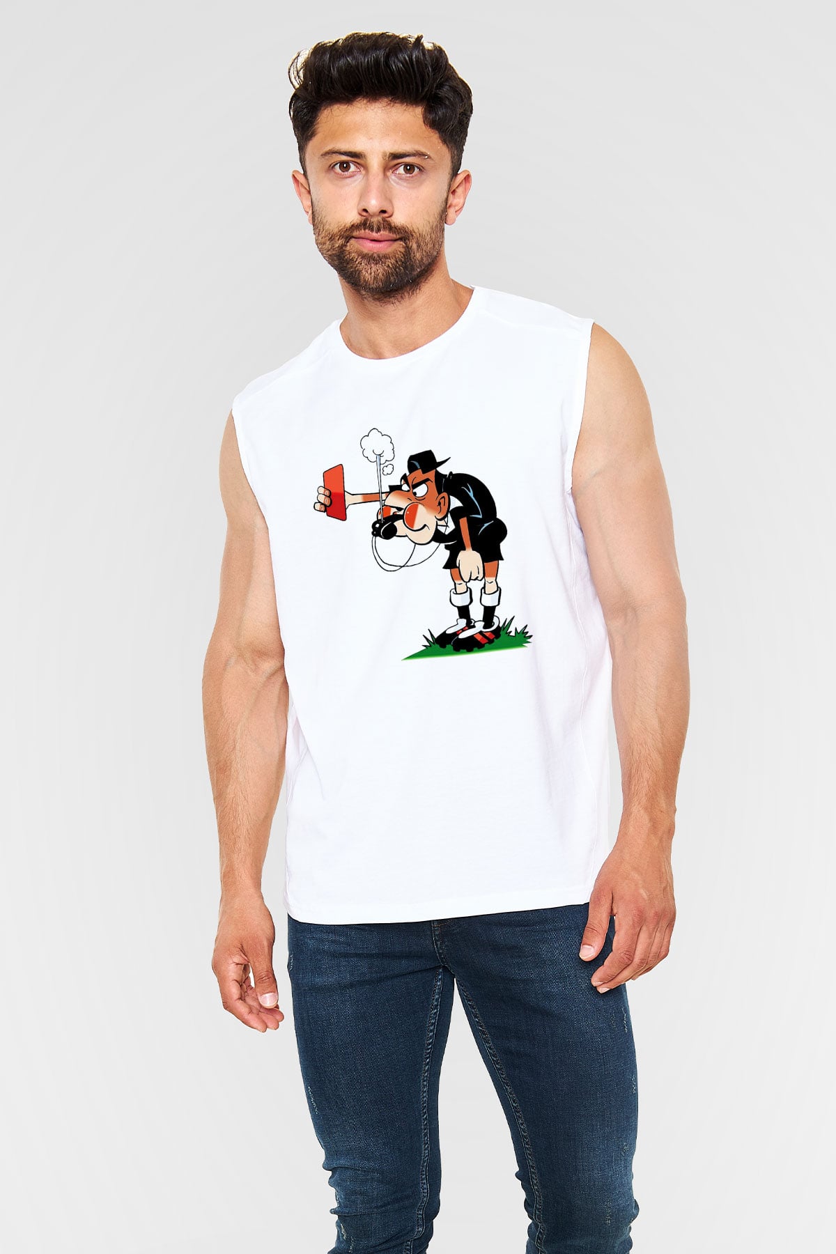 Hakem Beyaz Unisex Kolsuz Tişört