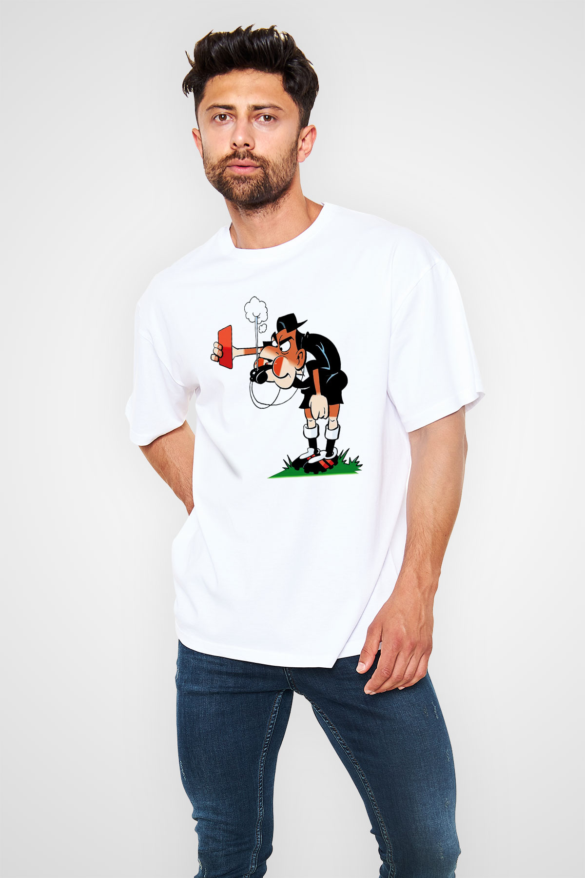 Hakem Beyaz Unisex Oversize Tişört T-Shirt